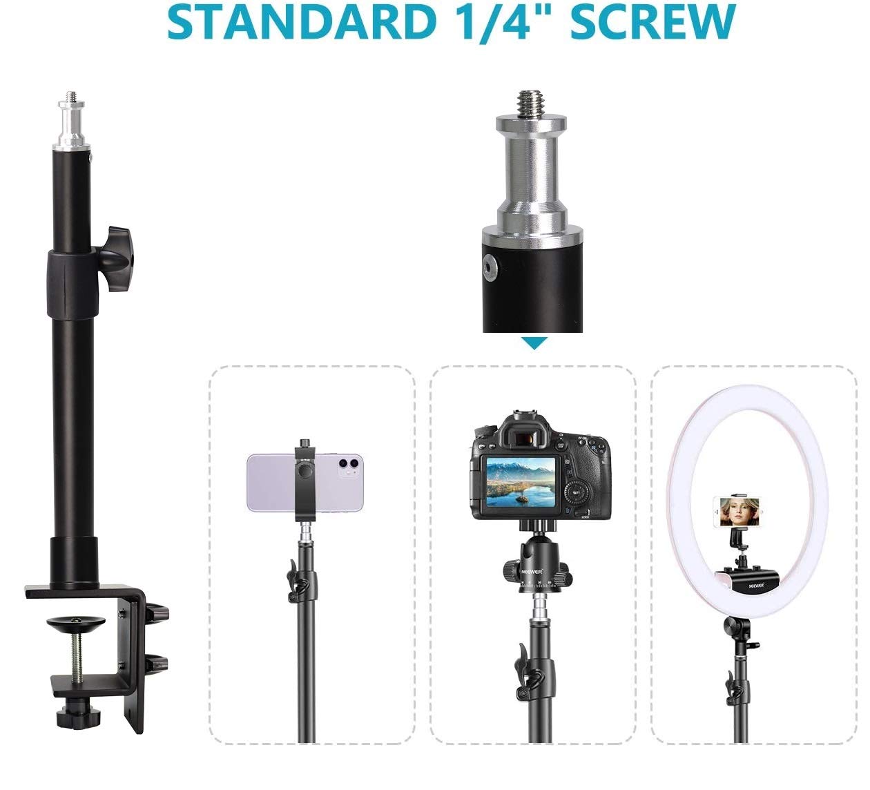 AceTaken Overhead Camera Stand with Desk Clamp - Compatible with Canon DSLR Cameras for Video Recording, Vlogging & Live Streaming - Perfect for YouTube, TikTok & Online Teaching