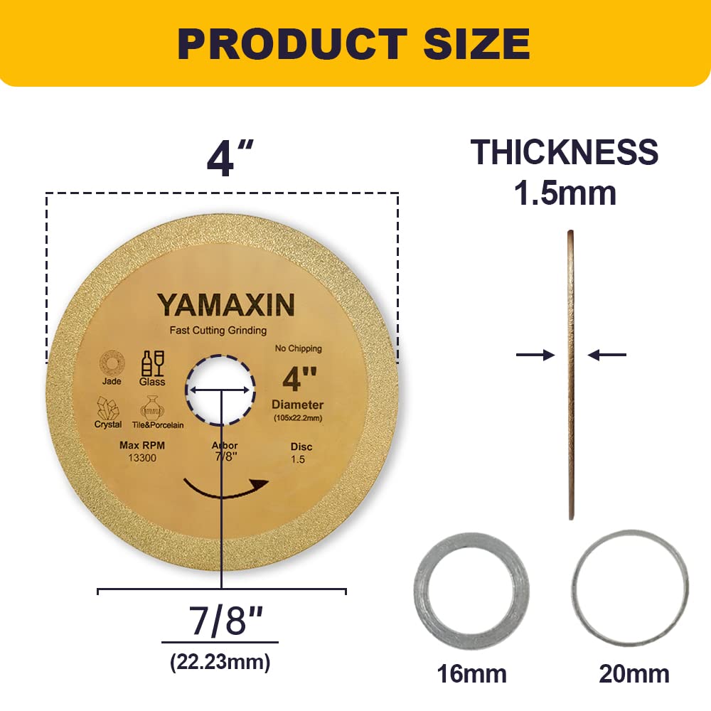 4 Inch Diamond Glass Cutting Disc - Ultra Thin Grinding Wheel for Angle Grinder with 4/5