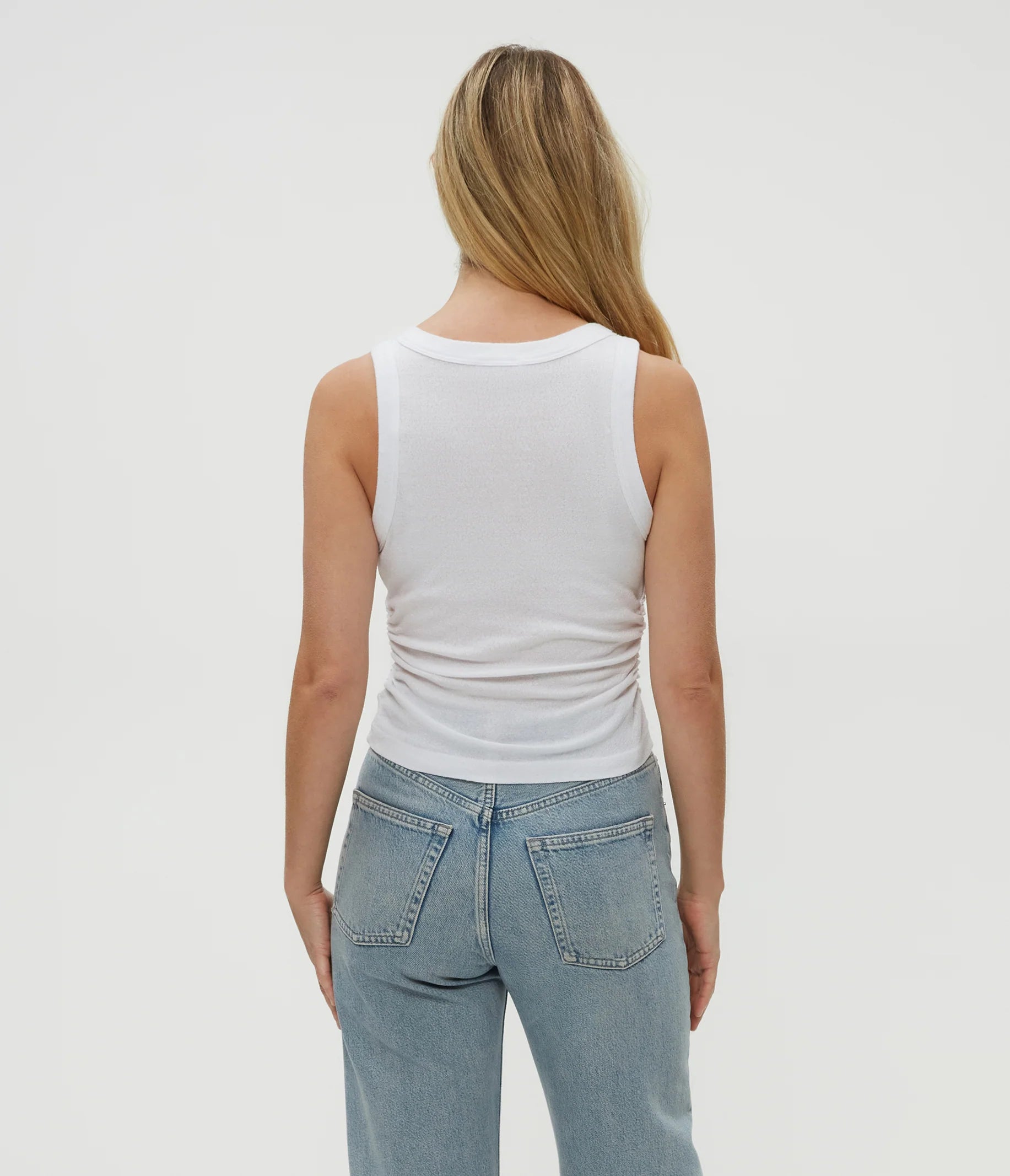 Ella Shine Tank Top for Women - White Sleeveless Blouse for Summer, Casual Wear & Layering