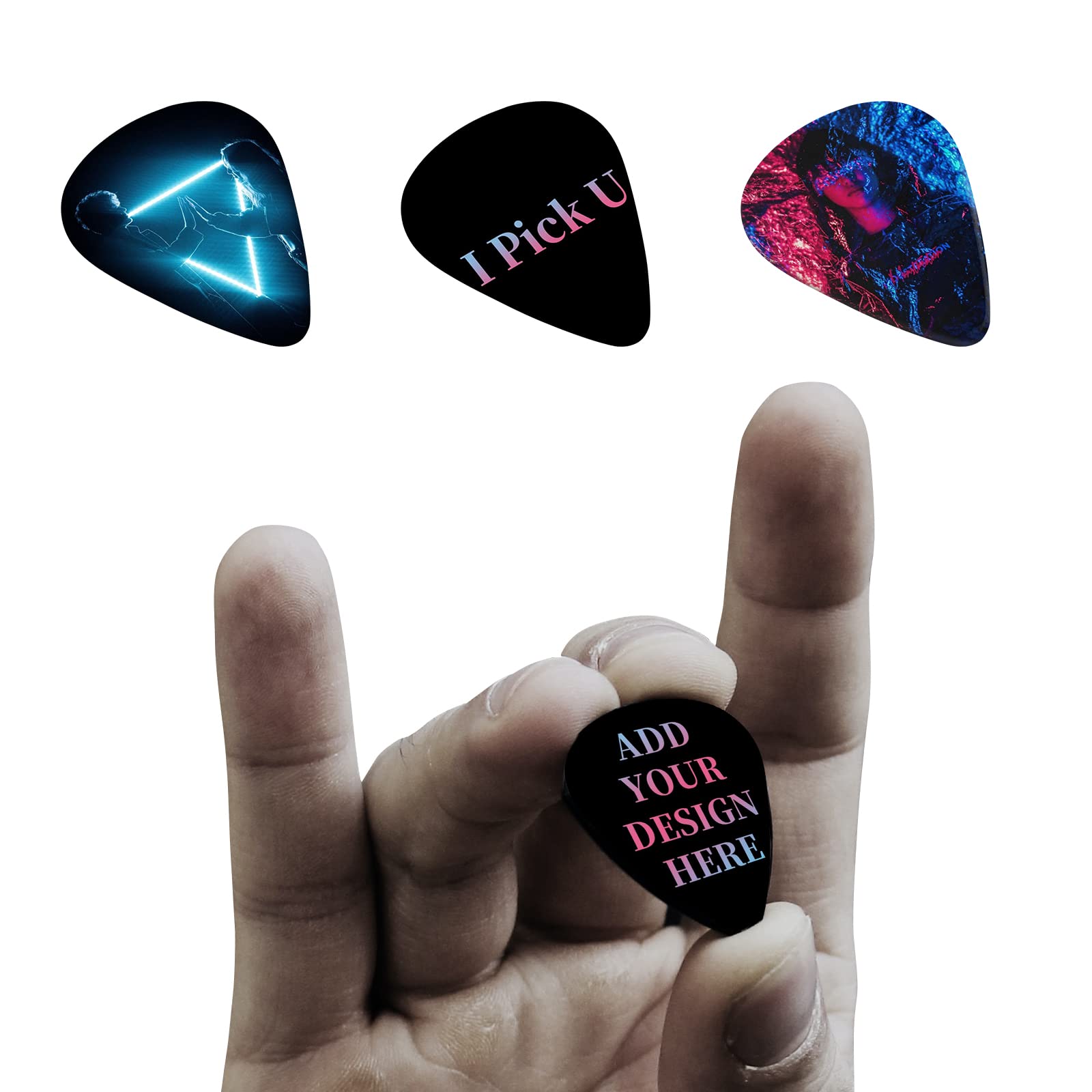 Custom Guitar Picks 6-500 Pack - Personalized with Name, Text, Picture & Logo - Best Memorial Gifts for Guitar Players, Dad, Boyfriend - Ideal for Bass, Ukulele & Guitar Accessories - Perfect for Gifts, Concerts & Music Practice
