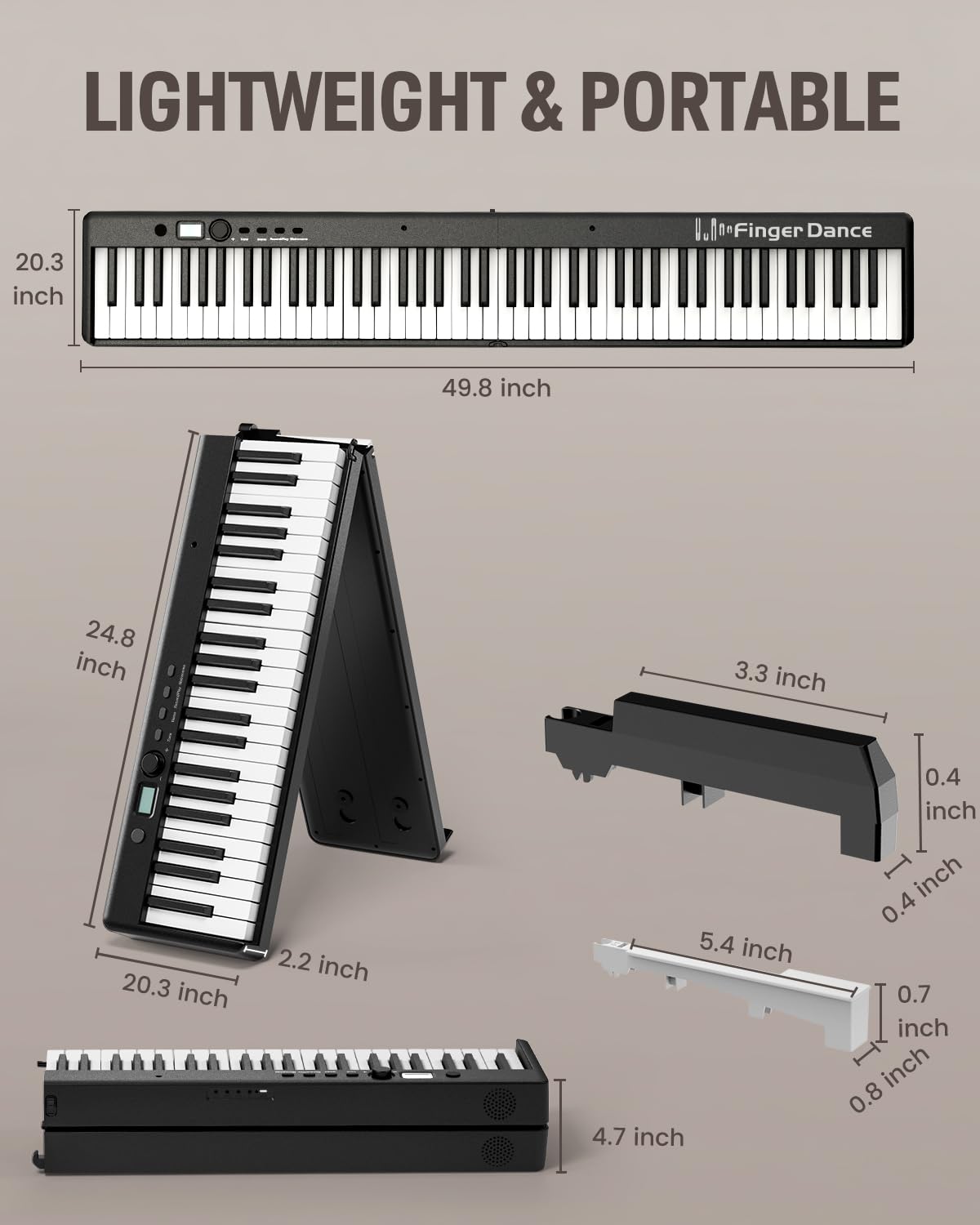 88-Key Portable Folding Piano Keyboard with Bluetooth MIDI | Full-Size Digital Piano with Wood Grain Finish | Semi-Weighted & Touch Sensitive Keys | Includes Storage Bag - Perfect for Beginners, Travel & Home Practice