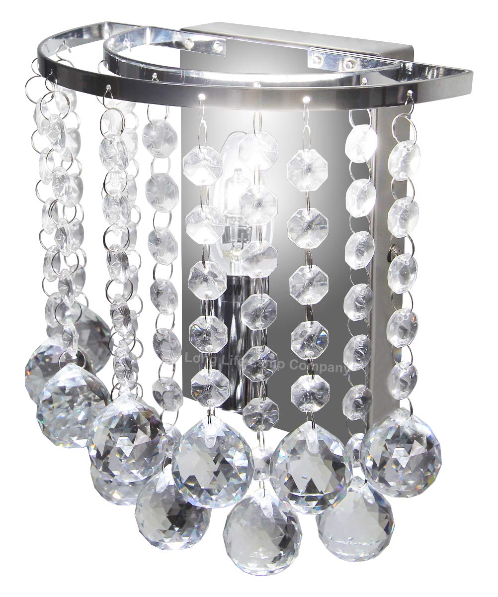 Modern Polished Chrome Crystal Droplet Chandelier - Elegant Candle Wall Light for Dining Room, Bedroom & Living Room Decor - Dimmable LED Lighting Fixture WDW86131CC