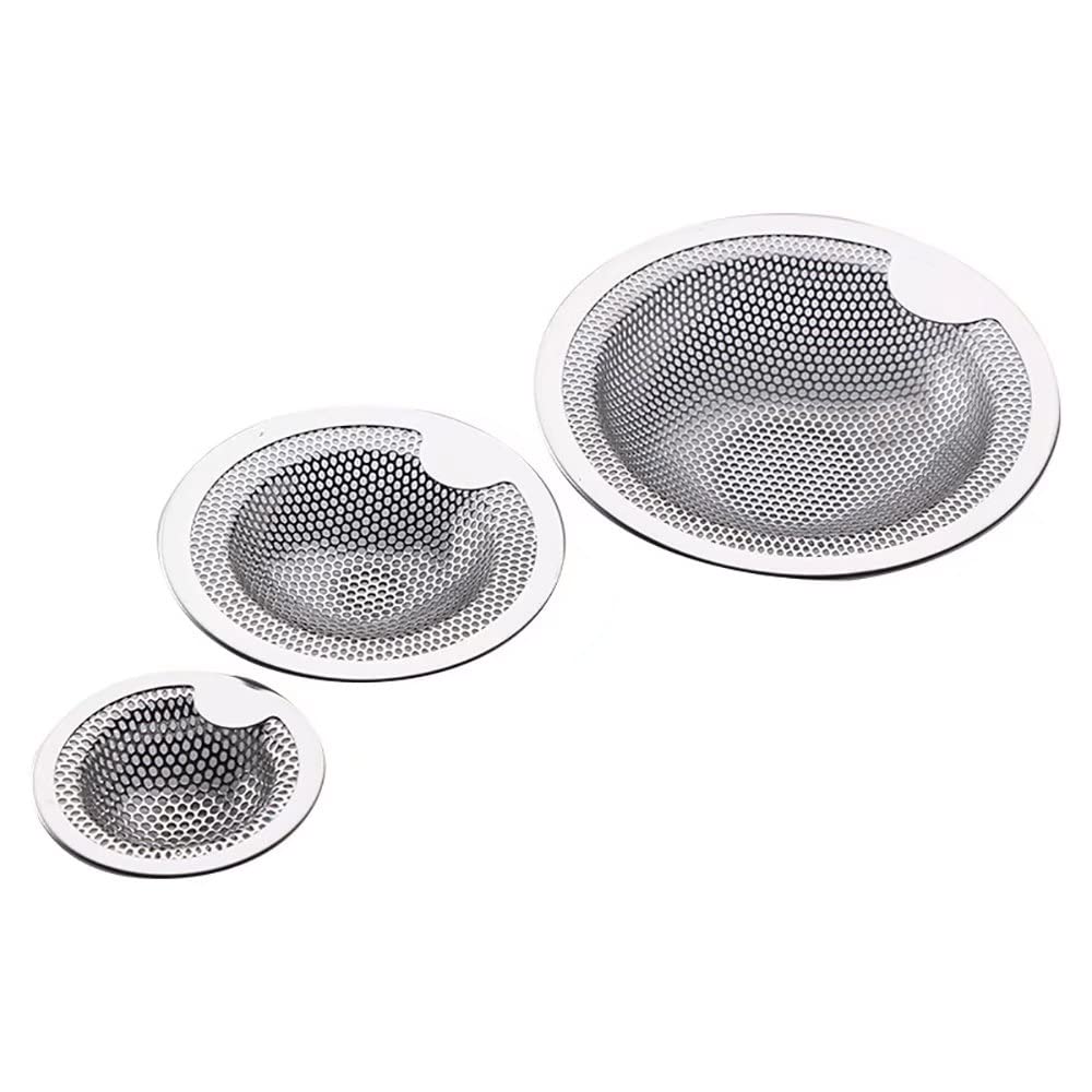 Premium 3-Piece Stainless Steel Sink Strainer Set with Handle - Universal Hair Catcher for Kitchen, Bathroom & Shower Drains | HD105678 | Prevents Clogs & Protects Plumbing (Ideal for Homes, Apartments & RVs)
