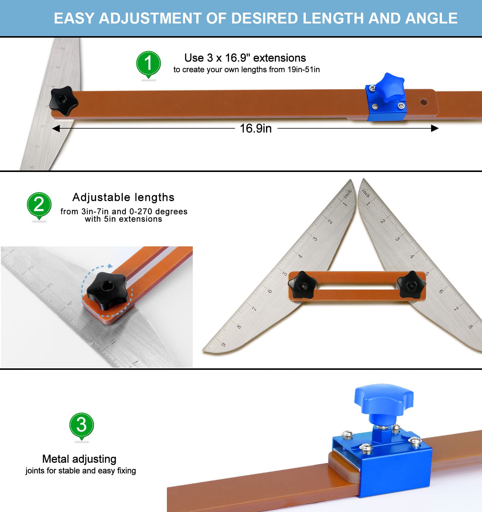 Adjustable Stair Tread Template Tool (7.67
