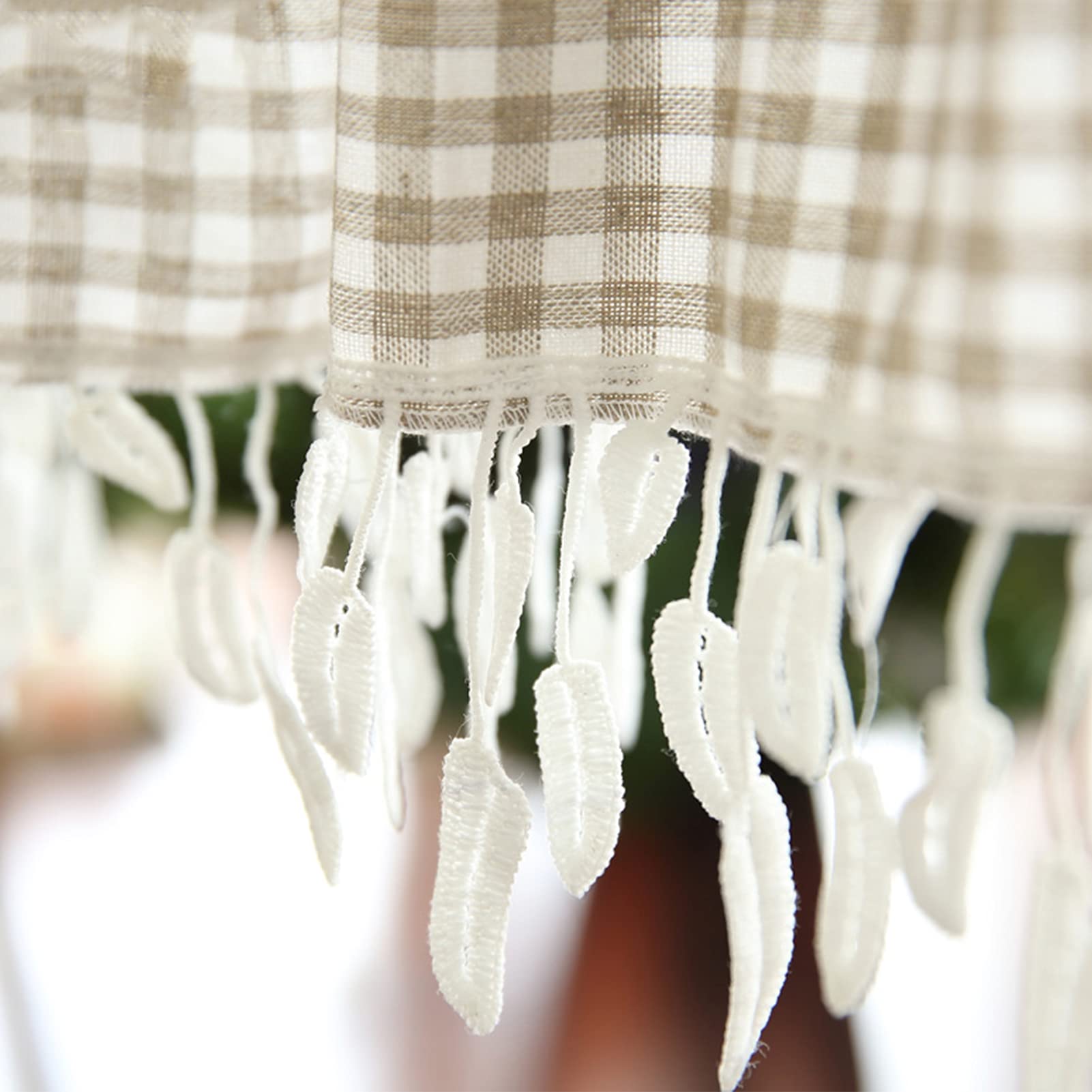 Classic Lattice Cotton Linen Kitchen Curtains - Short Rod Pocket Valance for Cafe, Bistro & Country Style Decor | Perfect for Kitchens, Bedrooms, Living Rooms, Offices & Small Windows | Adds Farmhouse Charm to Your Home
