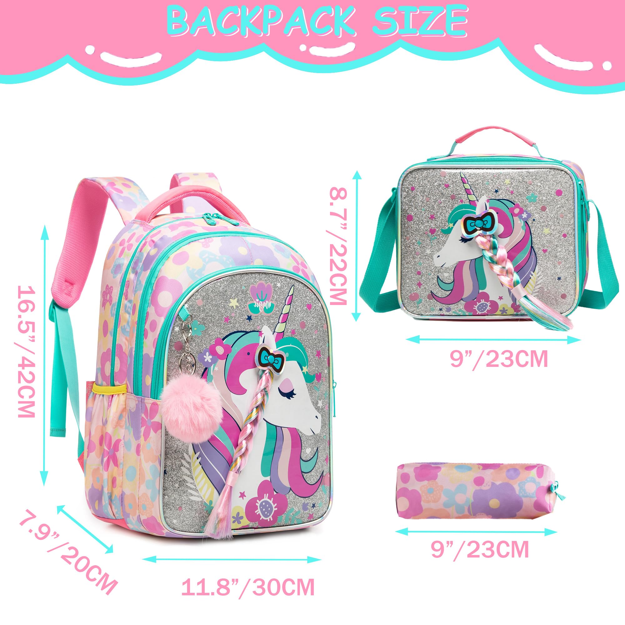 Unicorn Kids Backpack for School - Cute Girls Backpack for Elementary Students, Lightweight Daypack for Travel & Daily Use - Perfect for School, Outings & Weekend Adventures