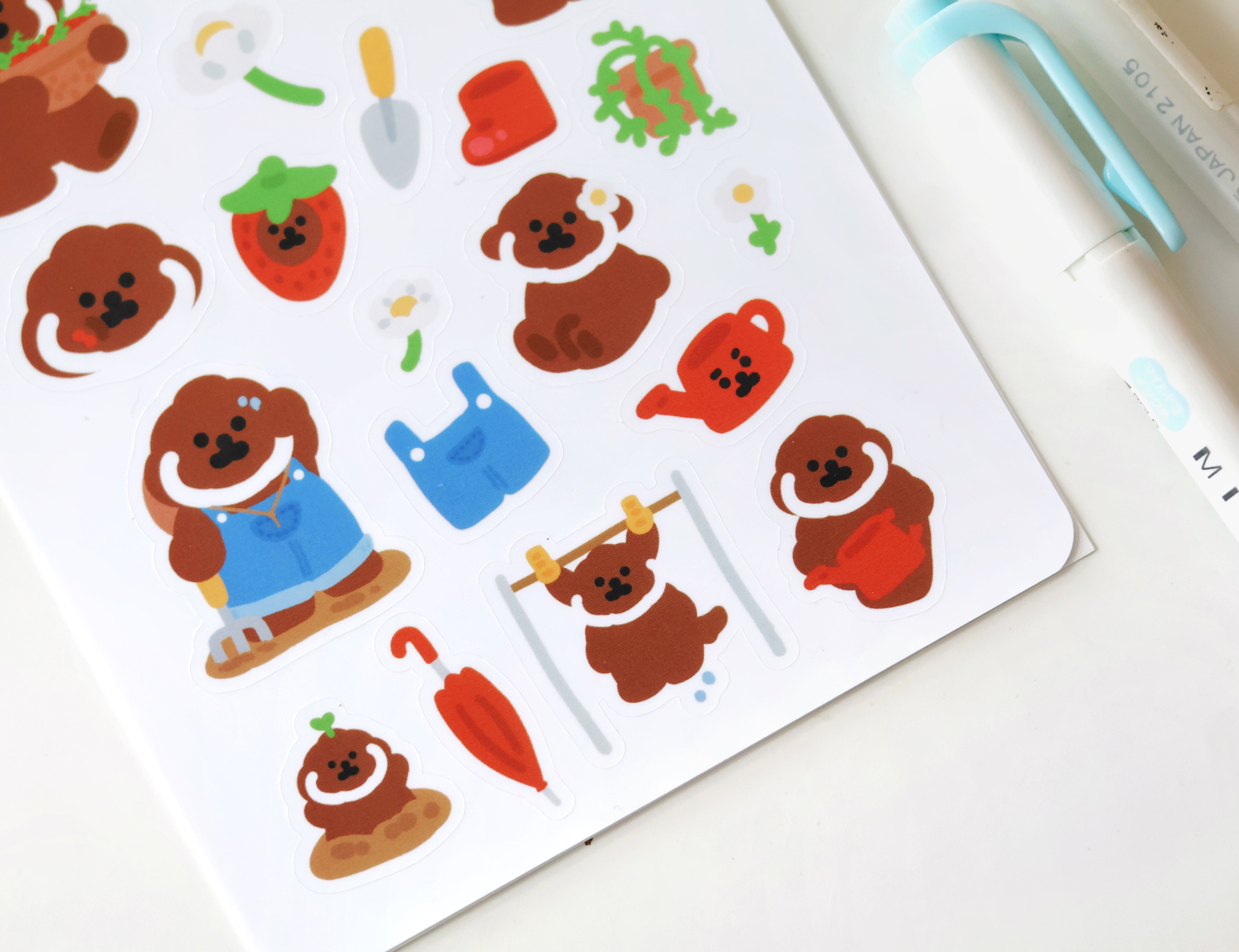 Rice Cake Puppy Spring Glossy Sticker Sheet - Cute Kawaii Decals for Laptops, Planners, Water Bottles & DIY Crafts