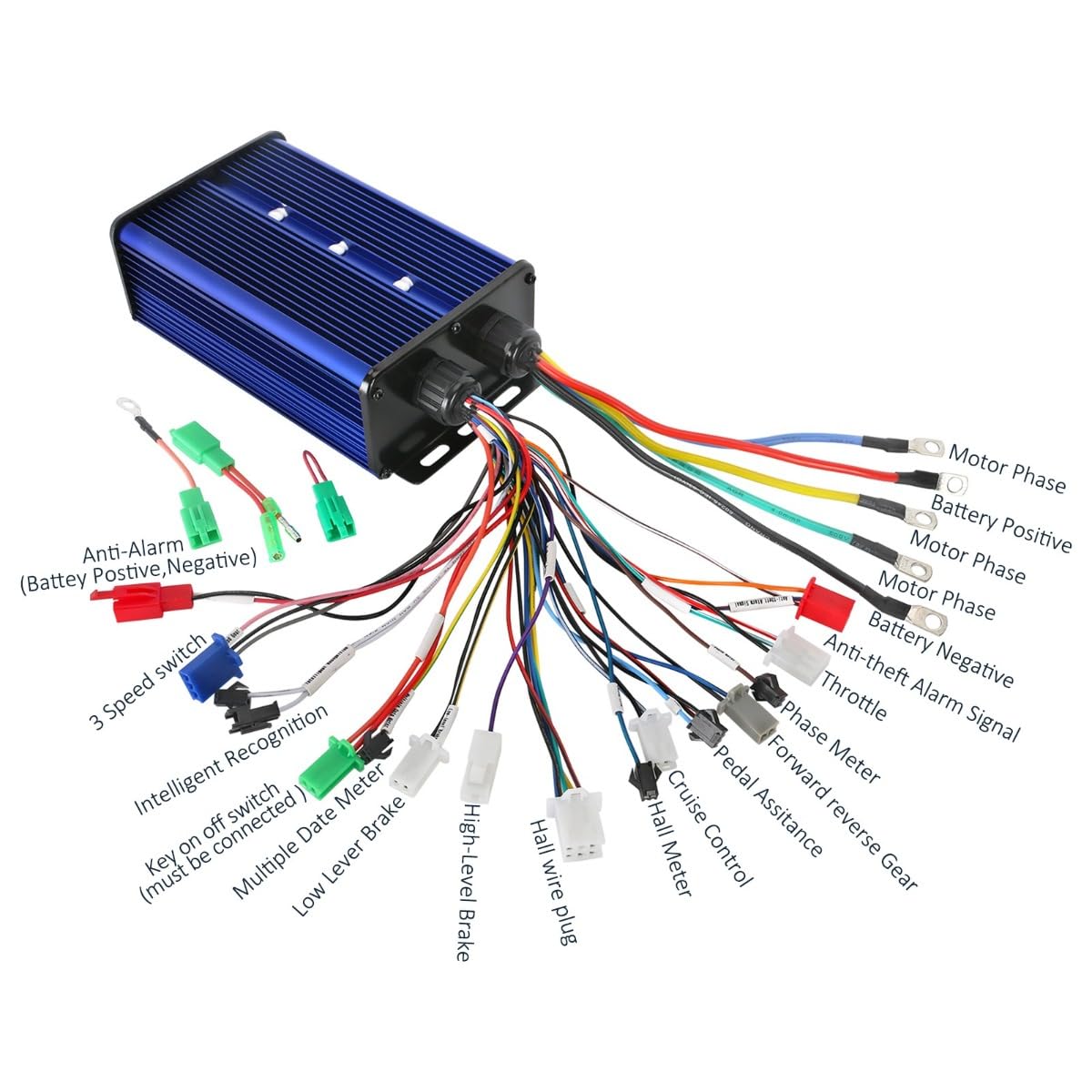36V 48V 60V 72V 60A 350W-3000W Brushless DC Motor Controller Kit with LCD Display, Twist Throttle, Brake Lever & Power Switch - Compatible with E-Bikes, Scooters, Motorcycles, Dirt Bikes, Trikes & Golf Carts - Perfect for Commuting, Off-Road Adventures & Utility Vehicles