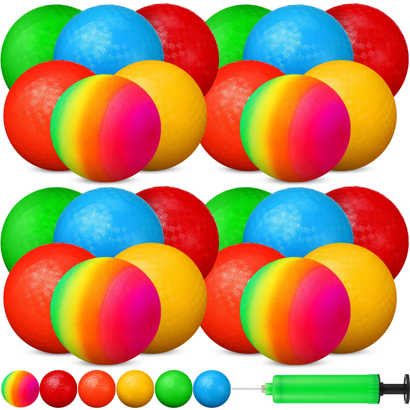 Vinsot 12 Pack 8.5 Inch Playground Balls - Bulk Inflatable Kickballs & Bouncy Balls for Kids with Hand Pump - Perfect for Indoor & Outdoor Games, School PE, Recess, Backyard Play, and Team Sports Activities