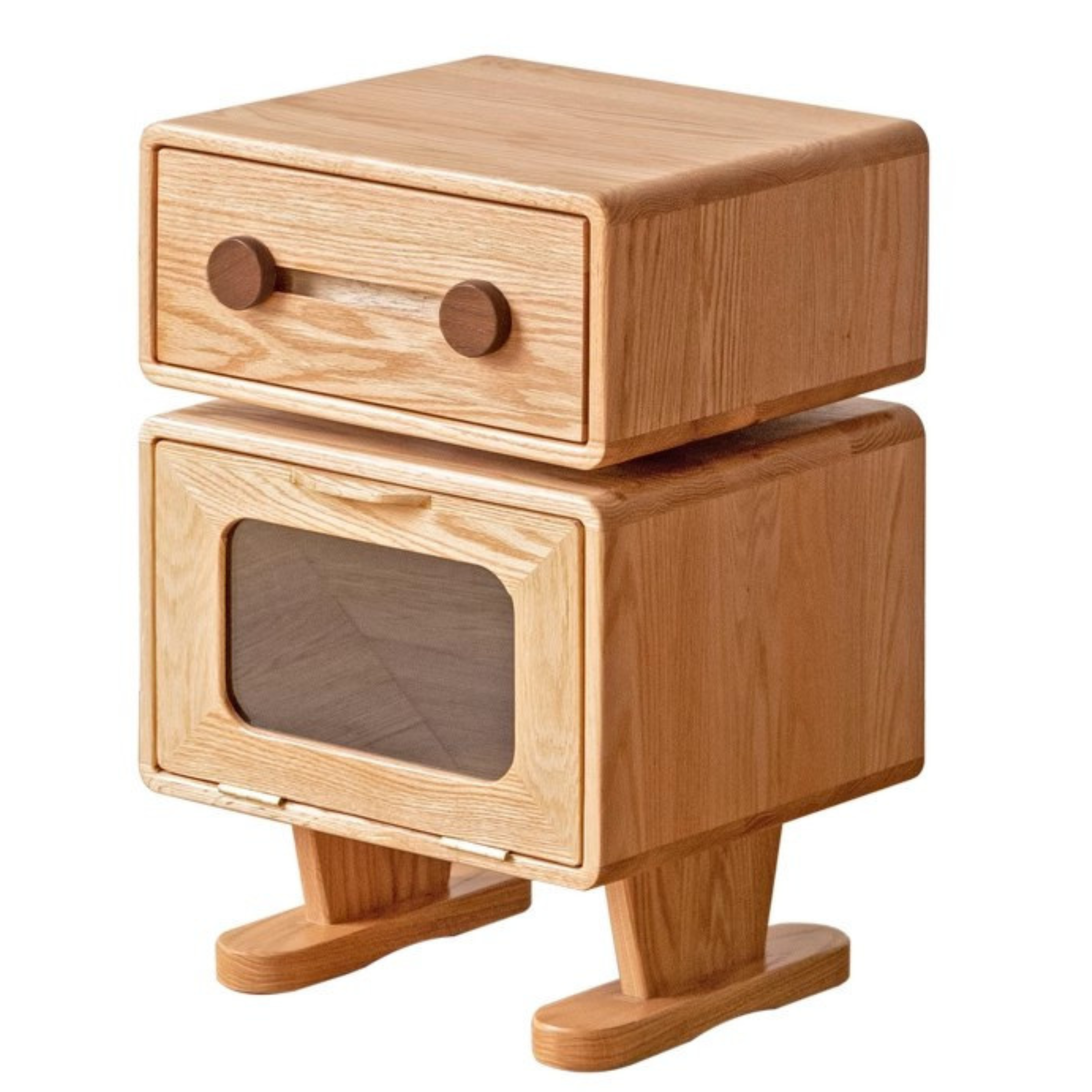 15.7x13.7x22.8 inch / 40x35x57.9cm / Natural Wood Color / bedside cabinet