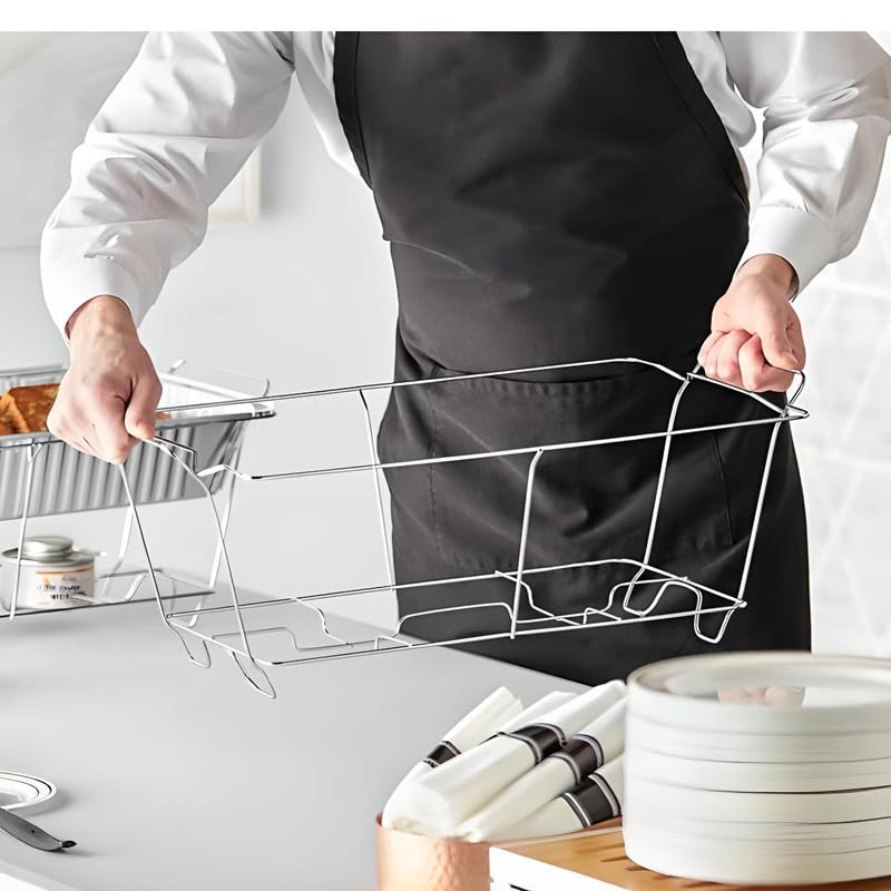 OCS Parts 12-Pack Full Size Chafing Wire Rack Buffet Stands with Handles for Disposable Pans | Chrome Catering Supplies for Buffets, Parties, Weddings, Events & Gatherings | Perfect for Food Service, Banquets & Hot Meal Displays