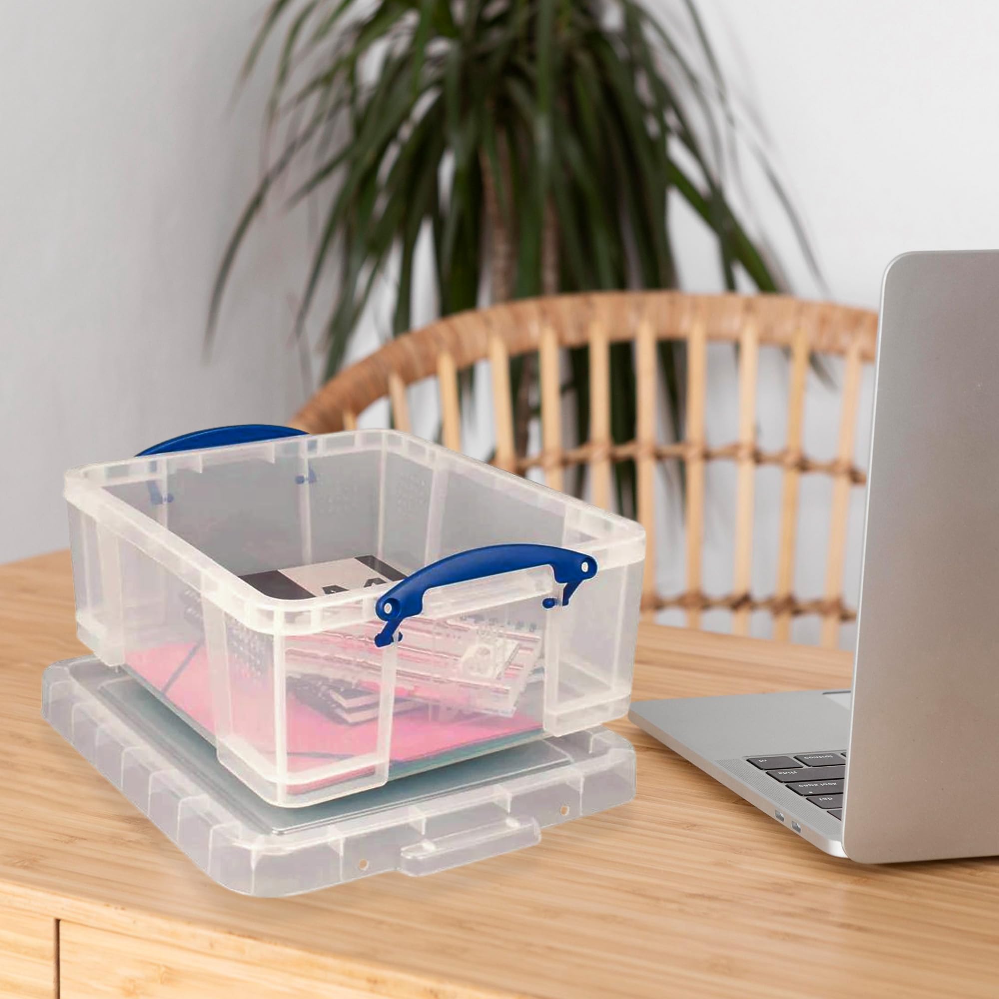 Really Useful 4-Pack 17L Clear Plastic Storage Bins with Secure Snap Lids & Clip Lock - Perfect for Home Organization, Office Supplies & Craft Storage