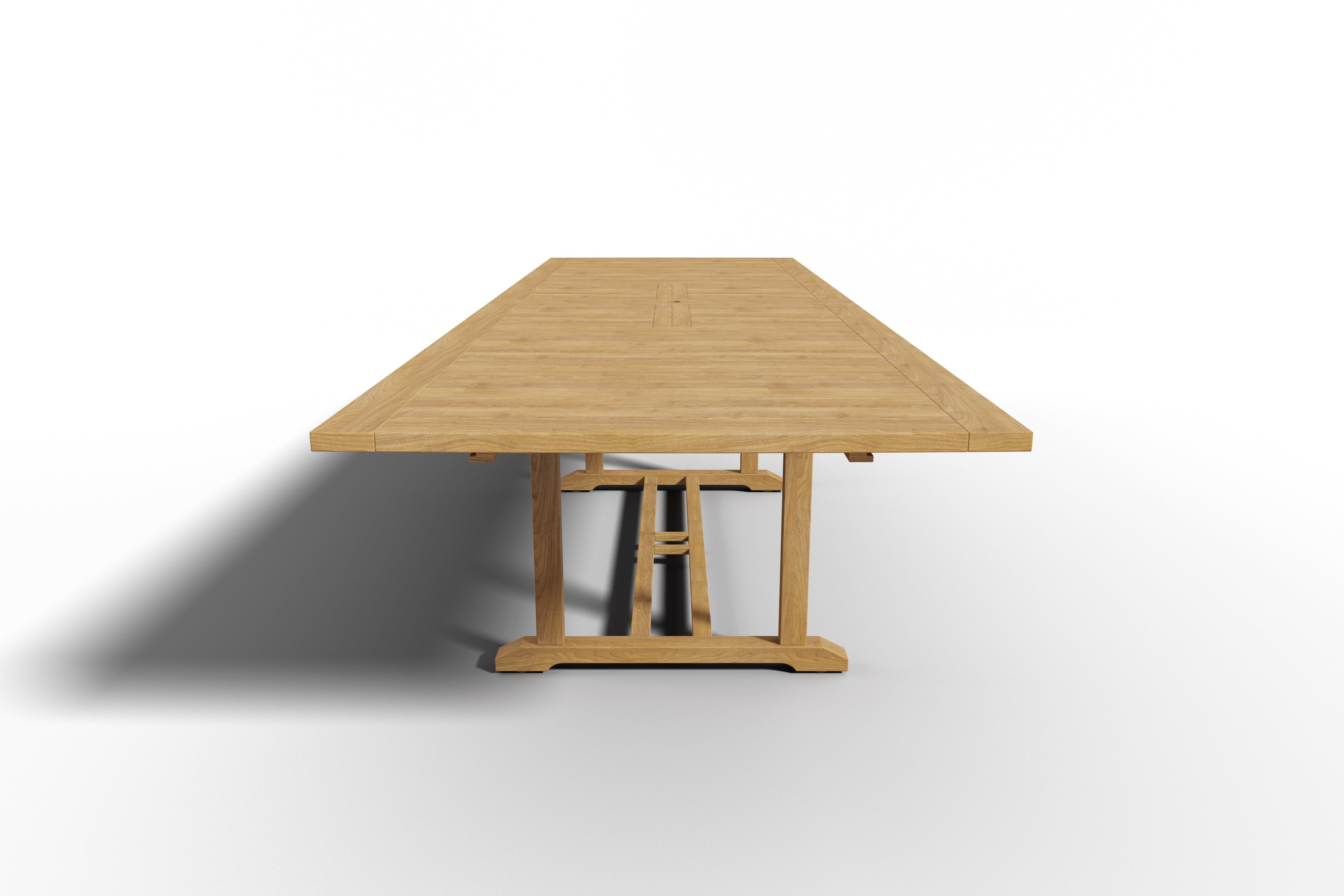 Premium Teak Outdoor Dining Table with Double Extensions & Umbrella Hole | Weather-Resistant Rectangular Patio Table for Garden, Deck & Backyard Dining