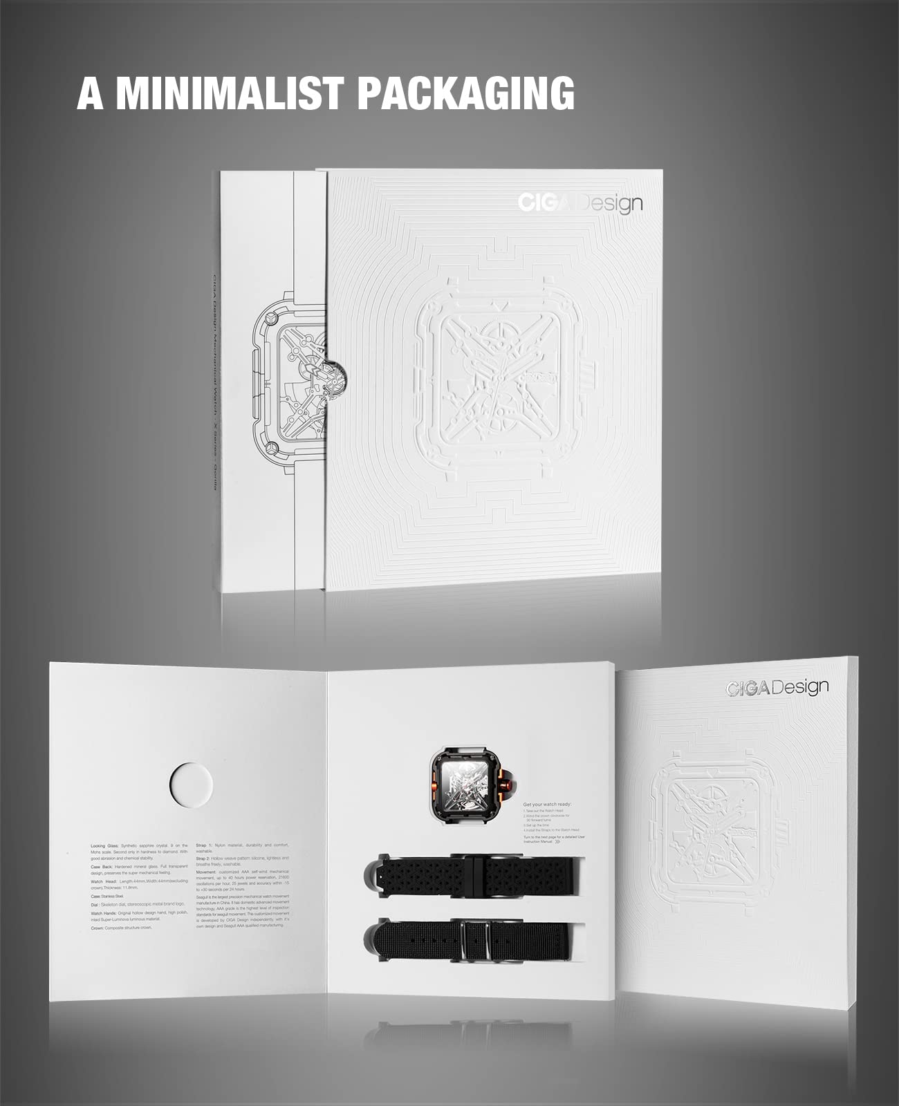CIGA Design X Series Automatic Mechanical Watch - SUV Inspired Anti-Shock Design, Sapphire Crystal, Skeleton Dial with Silicone/Nylon Strap - Unisex Fashion Watch for Men & Women | Perfect for Outdoor Adventures, Business Meetings & Everyday Wear