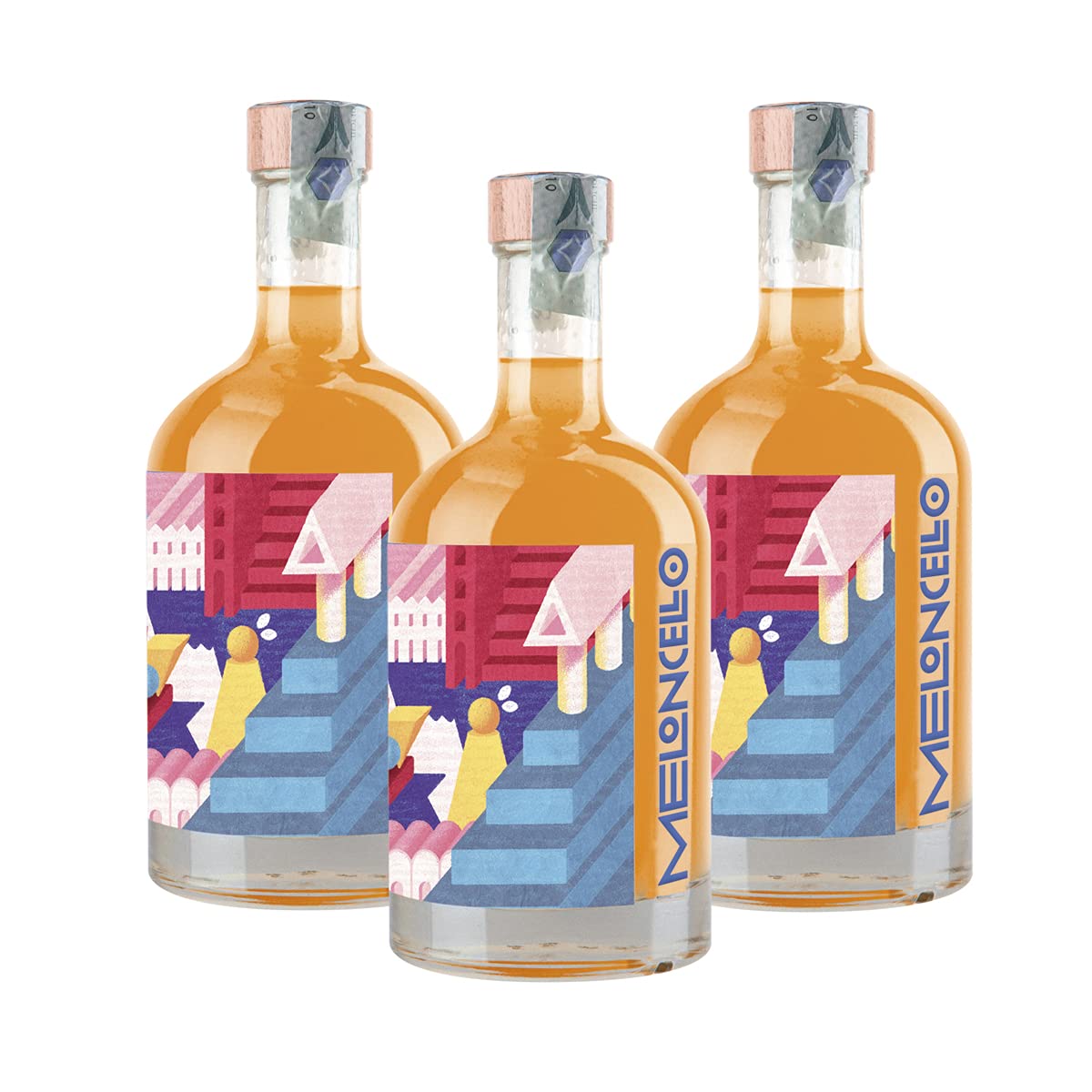 Dolceterra 'FURORE' Premium Meloncello Liqueur from Sorrento Italy - 3 Bottle Gift Set | Perfect for Cocktails, Desserts & Italian-Themed Parties