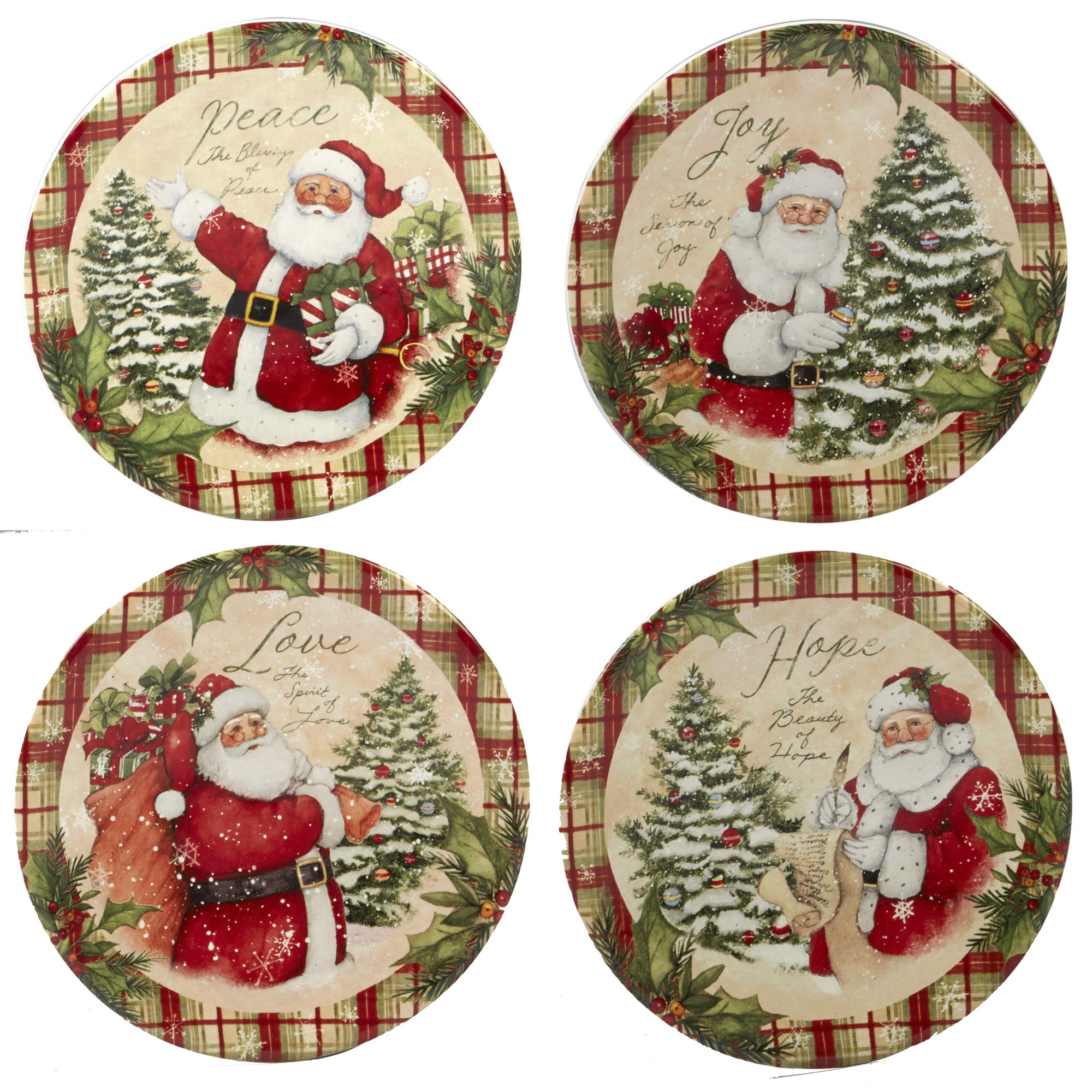 Certified International Holiday Wishes 6-Inch Canape and Luncheon Plates - Set of 4 Assorted Christmas Designs for Holiday Parties, Dinnerware, and Festive Table Settings