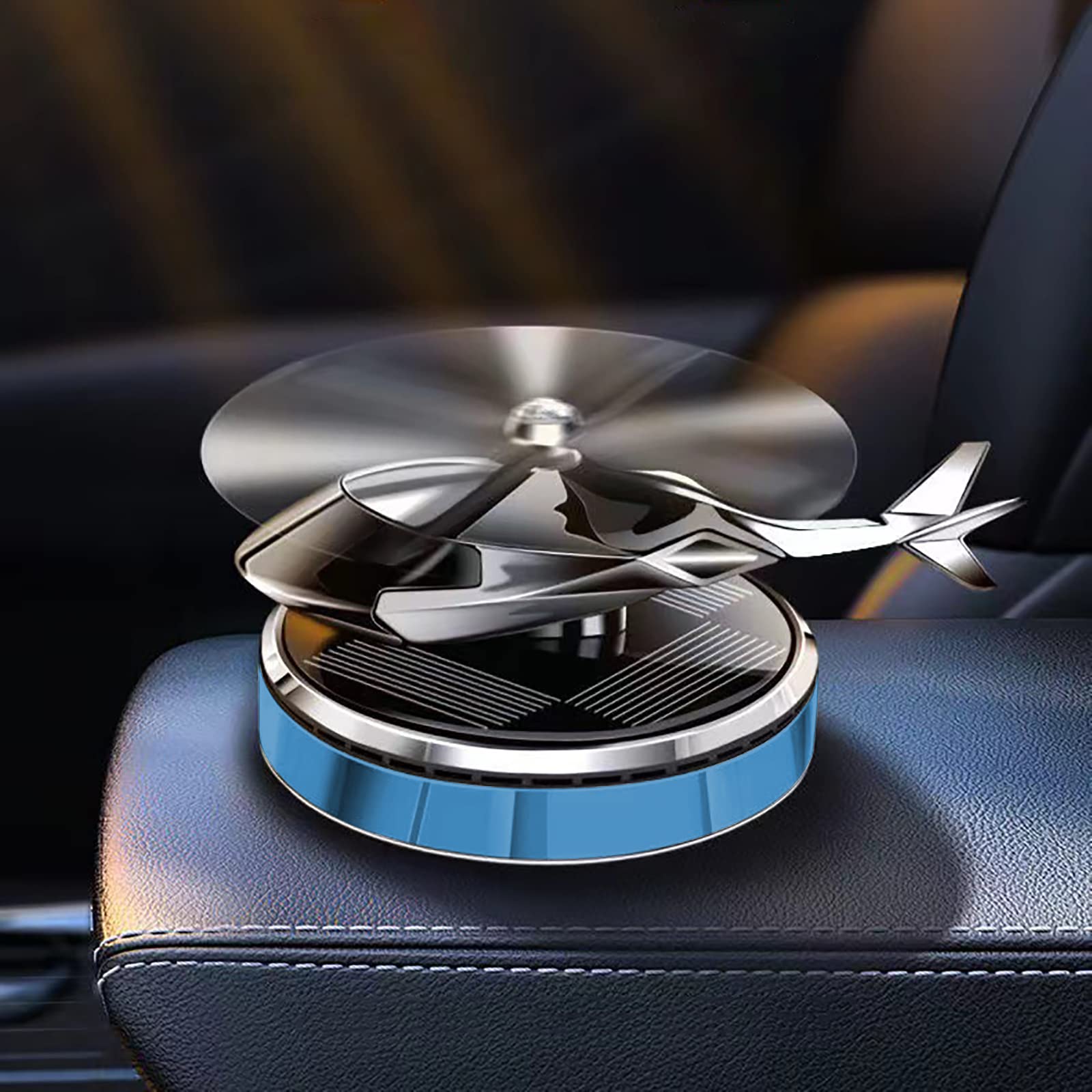 Solar-Powered Rotating Helicopter & Airplane Car Air Freshener - Floral Scent (Lilies & Roses) | Novelty Auto Accessory for Car, Office & Home Decor