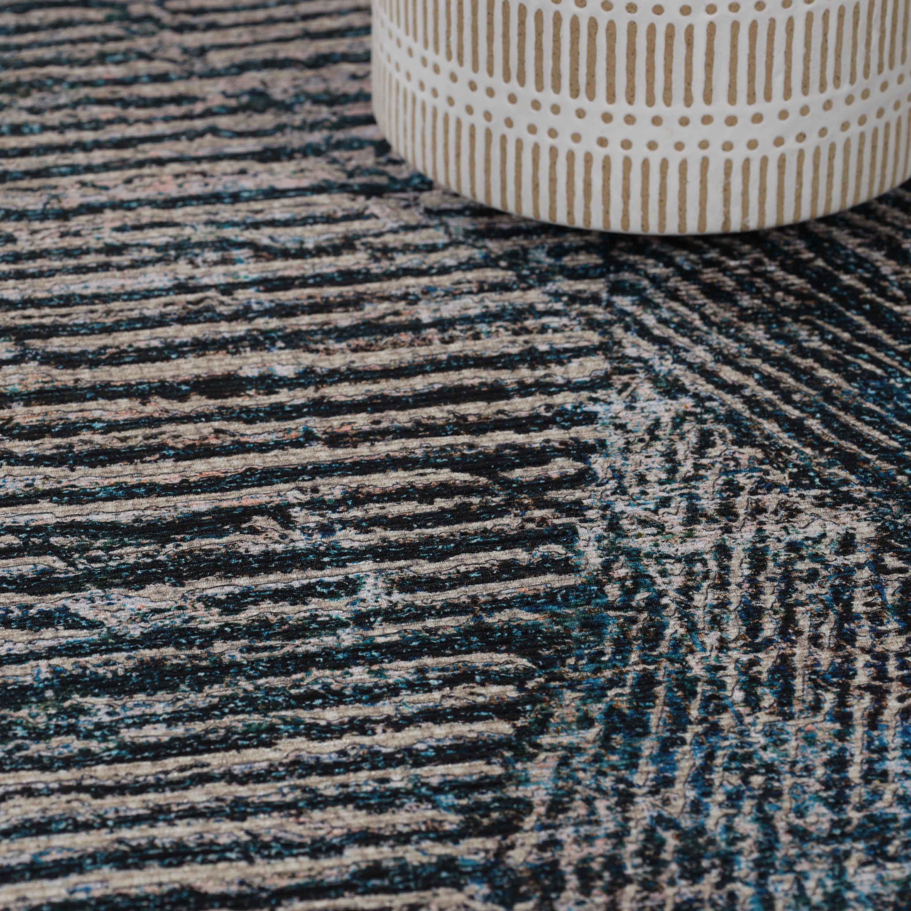 Modern Geometric Power Loomed Indoor Area Rug - Non-Slip Living Room Carpet, Bedroom Runner Rug for Home Decor - Perfect for Living Spaces, Bedrooms & Hallways