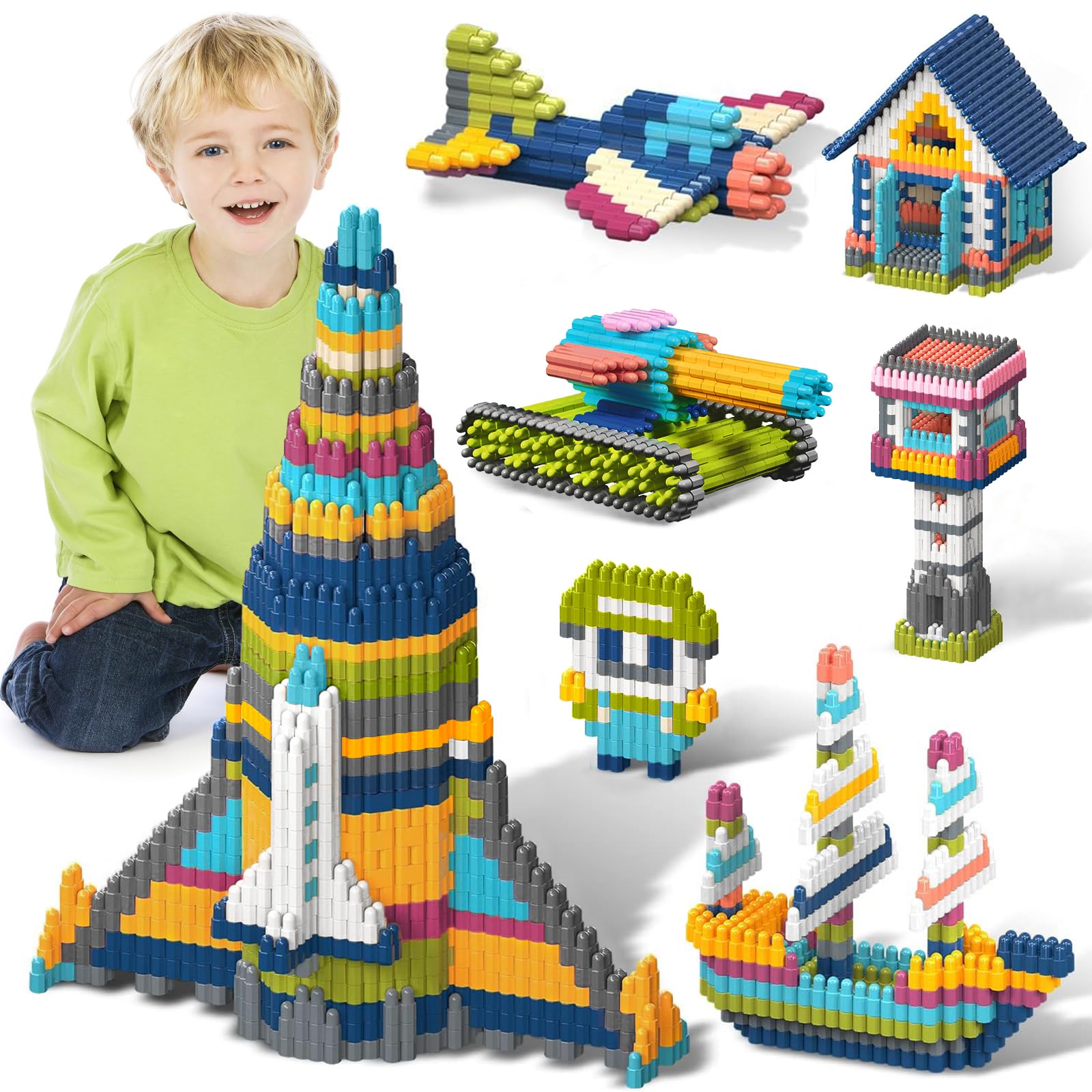 STEM Educational Building Blocks for Kids Ages 3-12 | 1140-Piece Construction Toy Set in 10 Vibrant Colors | Montessori Learning Toys for Preschool & Elementary | Creative Birthday Gift for Boys & Girls | Perfect for Classroom STEM Activities & Home Playtime