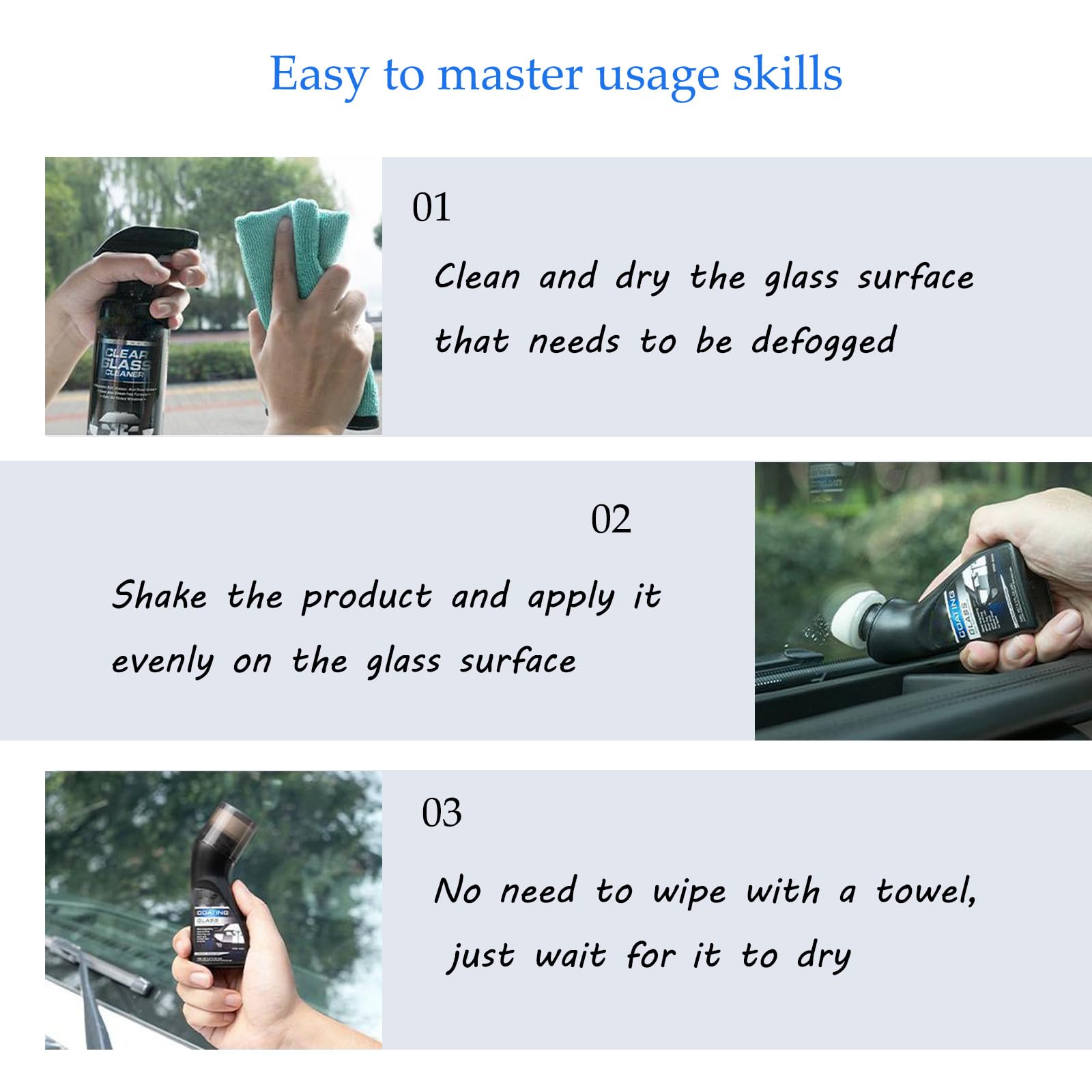 Micro-Molecular Anti-Fog Coating Spray for Car Windshield, Windows, Mirrors & Glasses – Long-Lasting Defogging Solution with Applicator – Perfect for Driving, Swimming & Outdoor Activities (1 Pack)