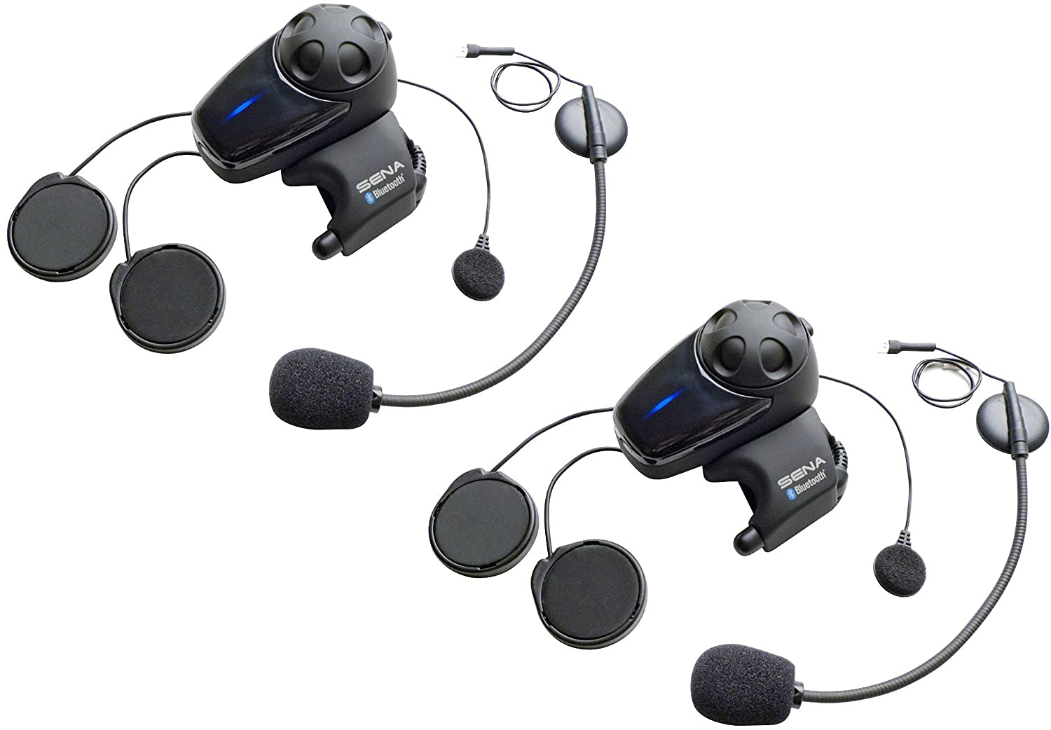 Sena SMH10D-11 Dual Pack Motorcycle Bluetooth Headset & Intercom System with Universal Mic Kit - Wireless Communication for Riders, Group Riding & GPS Navigation