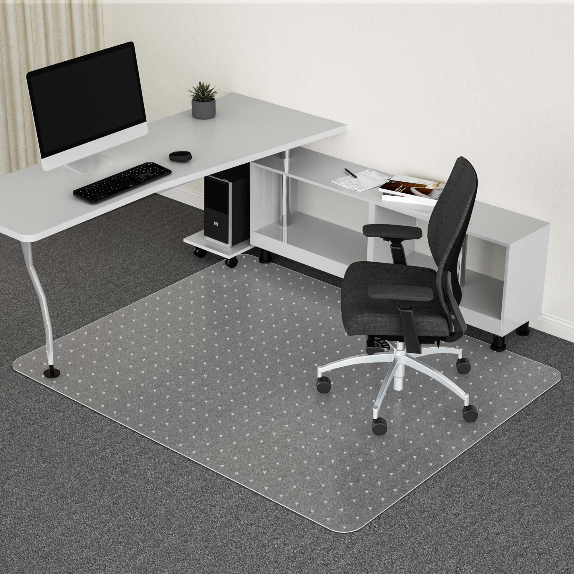 Naturei 44” x 58” Large Office Chair Mat for Carpeted Floors - Heavy Duty Plastic Floor Protector Mat with Easy Glide Rolling | Perfect for Home Office, Computer Desk & Workspace (Rectangle)