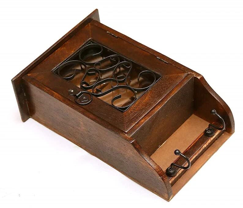 Blackperlcrafts Solid Wooden Key Box - Wall Mounted Key Holder & Cabinet with Hooks - Key Storage Organizer for Home, Office, or Entryway - Perfect Housewarming Gift for New Homeowners