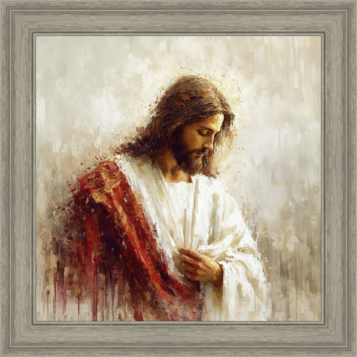 Jesus Christ in Red Robes - Religious Wall Art for Home & Church Decor - Perfect for Prayer Rooms, Sunday Schools & Christian Gifts