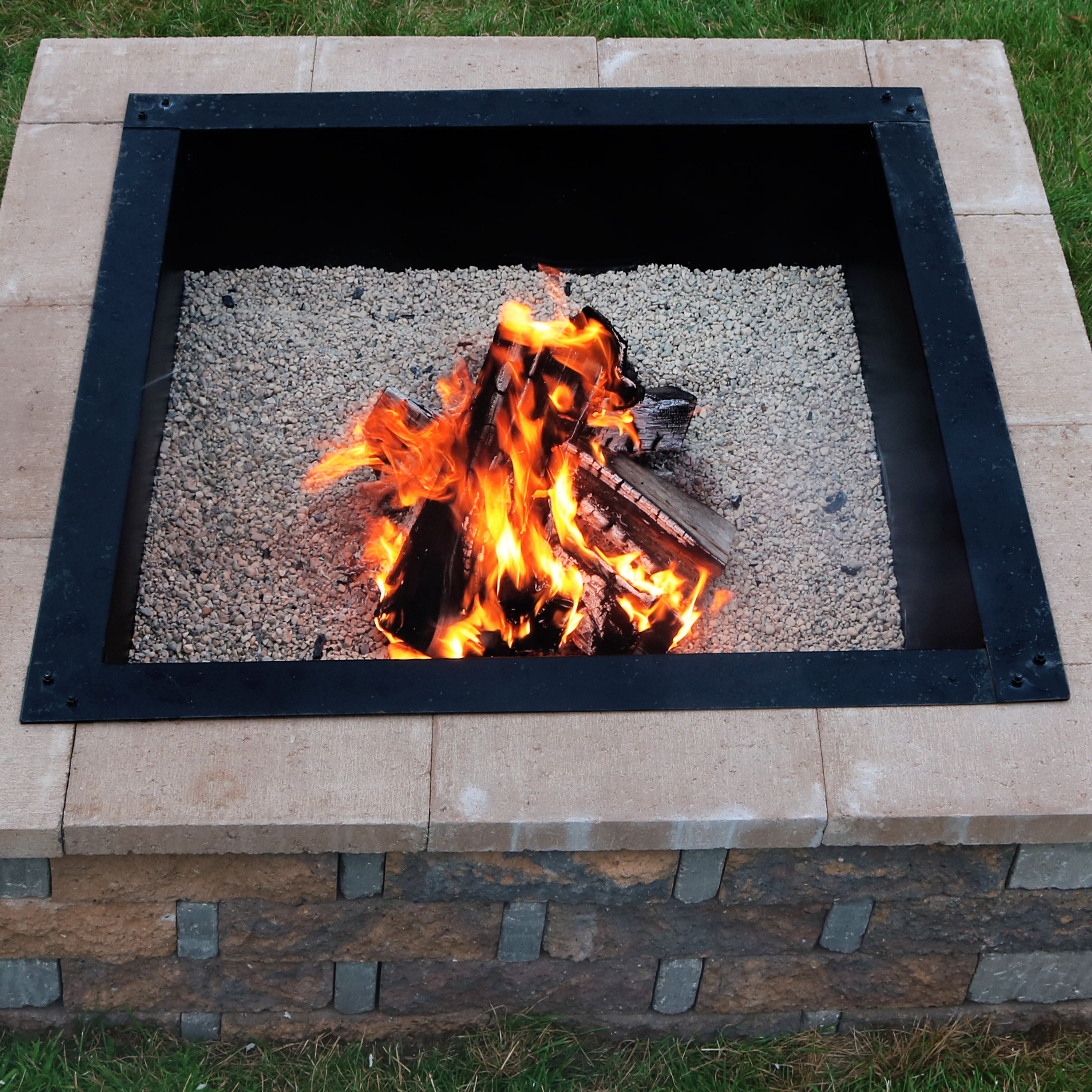 Heavy Duty Steel Square Fire Pit Insert - Durable Outdoor Fire Pit for Backyard, Patio, and Camping - Perfect for Roasting Marshmallows and Warm Gatherings