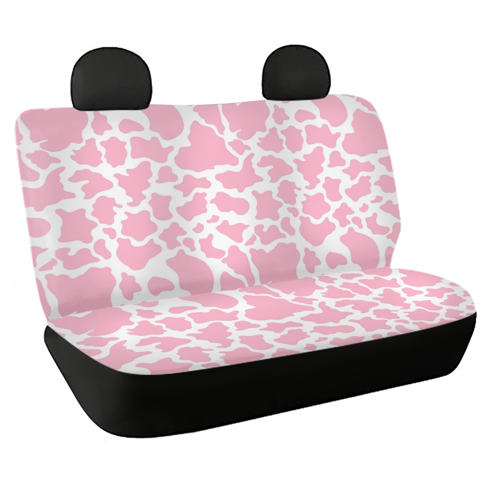 Pink Cow Print Car Seat Covers for Women - Universal Stretch Back Seat Protector for SUV Sedan - Soft Split Bench Seat Cover - Perfect for Road Trips & Daily Commutes