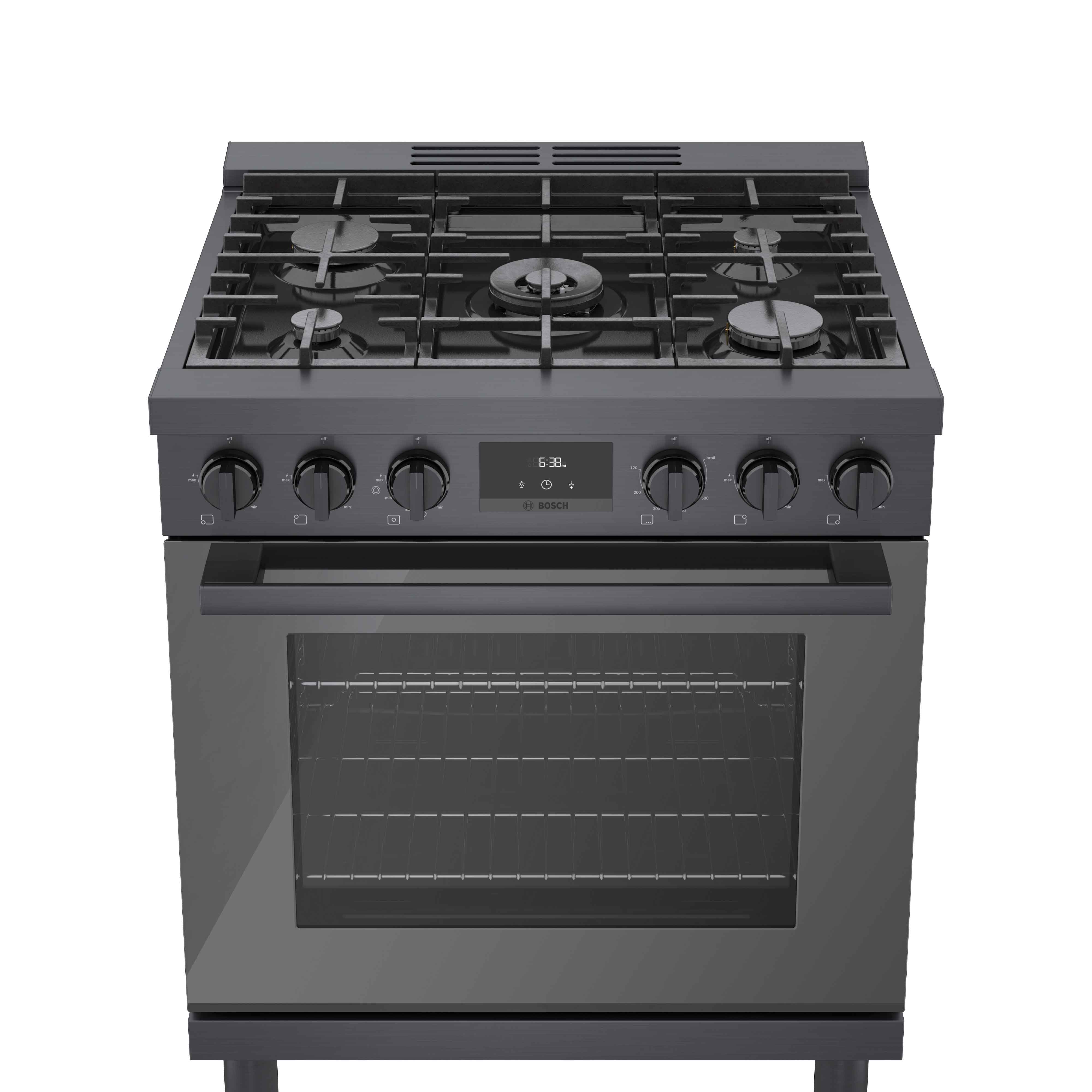 Bosch 30-Inch Industrial Style Gas Range - Black Stainless Steel HGS8045UC | Professional Kitchen Appliance for Home Chefs & Cooking Enthusiasts
