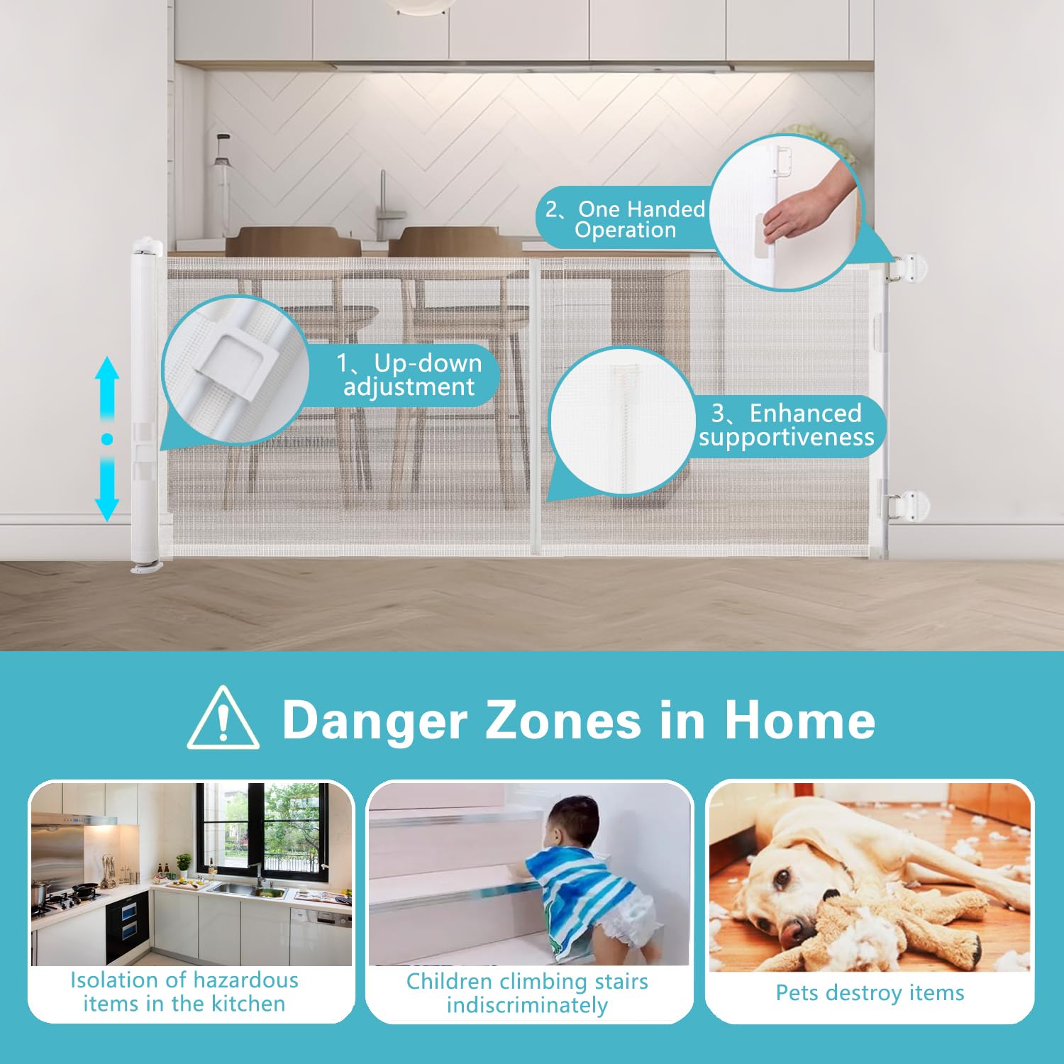 203 Inch Extra Wide Retractable Baby Gate for Doorways & Stairs - Indoor/Outdoor Safety Barrier for Kids & Pets - 35