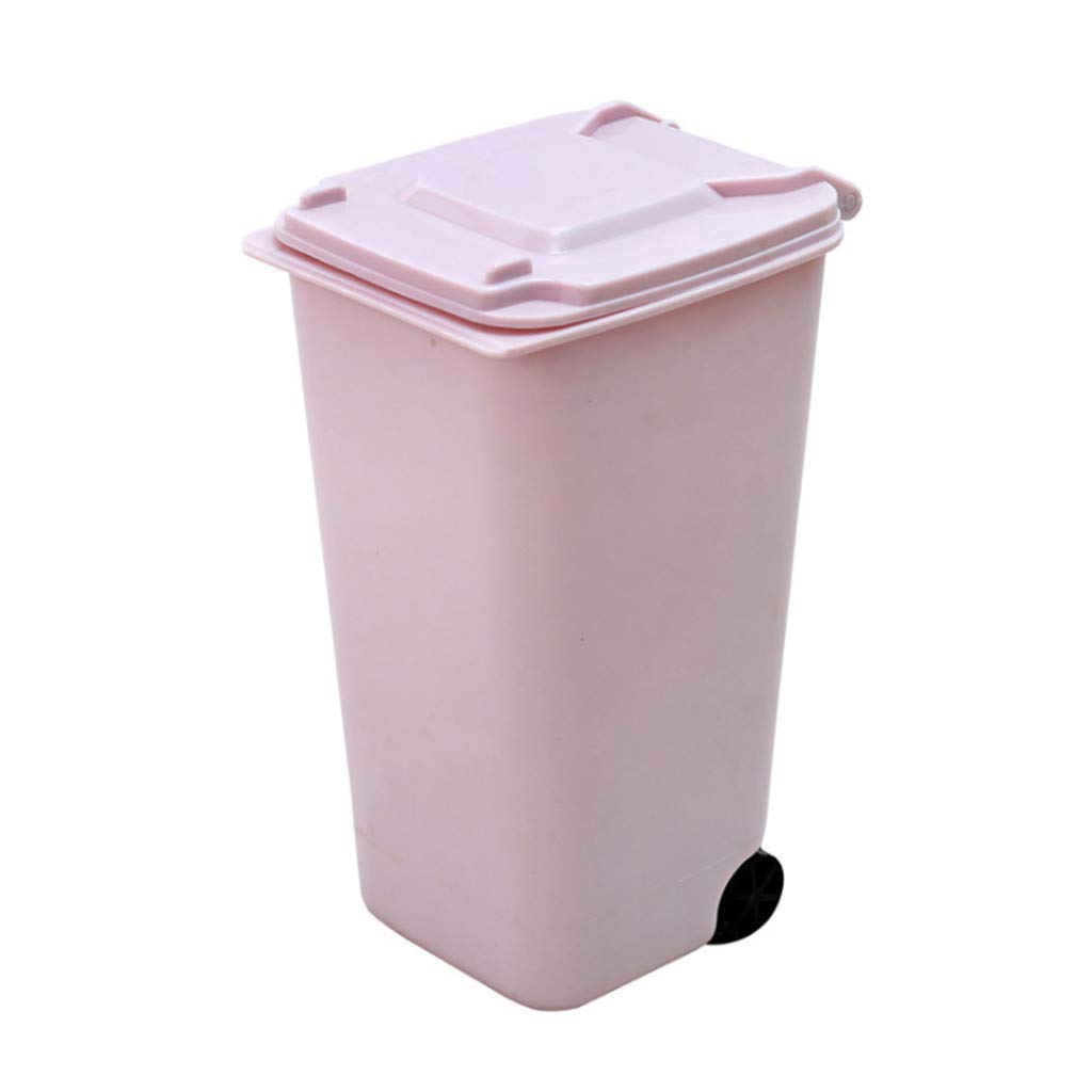 Mini Desktop Trash Can - Small Plastic Waste Bin with Lid for Office, Home & School - Perfect Desk Organizer for Trash, Pens & Pencils (Pink) - Ideal for Workspaces, Dorm Rooms & Craft Areas