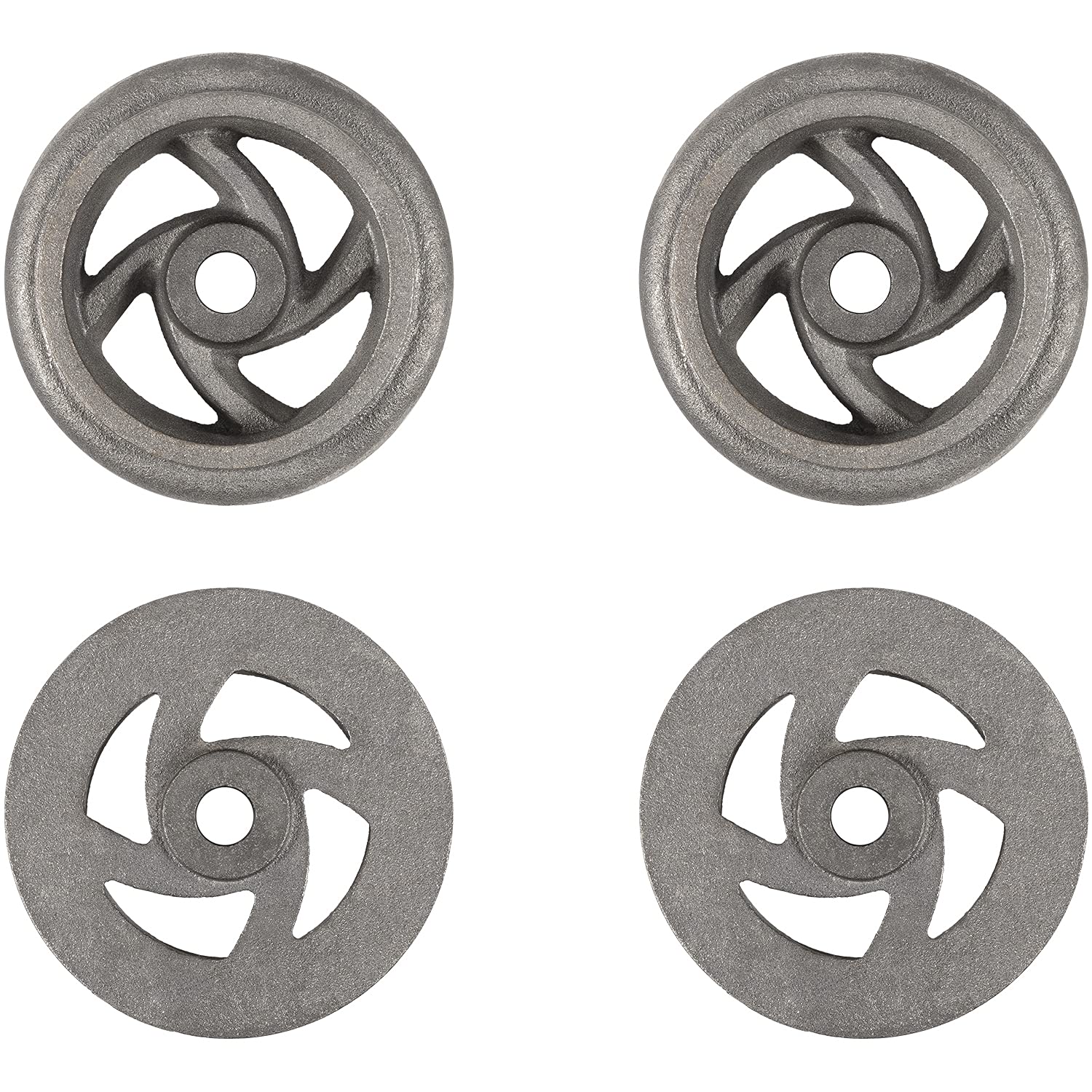 4-Piece Cast Iron Mining Ore Cart Wheel Set for Large Model Mine Cars - 7 1/4 Inch Small Track Wheels - Perfect for Model Railroads, Mining Displays & Historical Dioramas