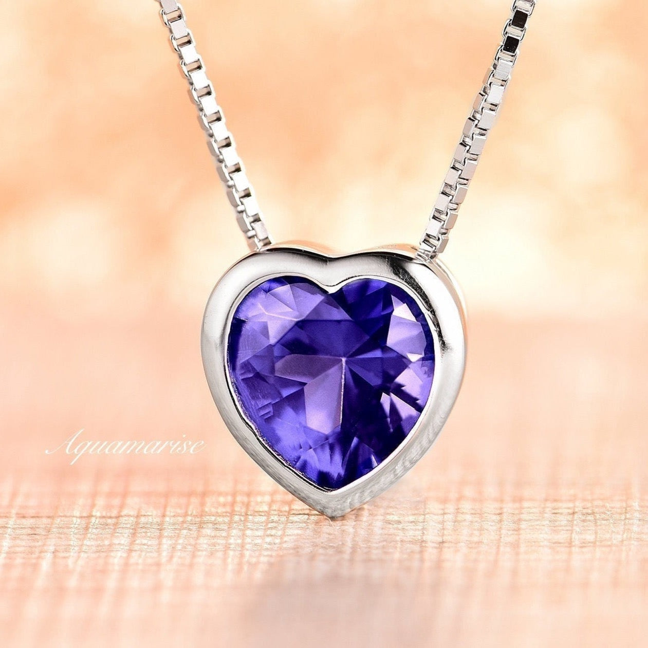Elegant Heart Tanzanite Necklace in Sterling Silver - Perfect for Valentine's Day Gifts & Anniversary Jewelry