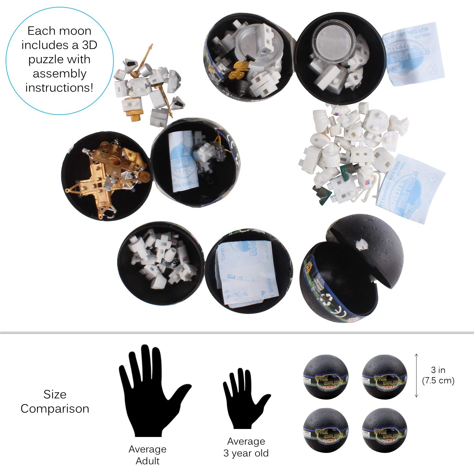 Vokodo Space Toys Station Building Kit - 4 Moon Capsules, Astronaut Rocket & Lunar Lander - STEM Educational 3D Puzzle for Kids - NASA Inspired Science Exploration Toy - Perfect Gift for Boys & Girls - Birthday, Christmas, Easter & STEM Learning Activities