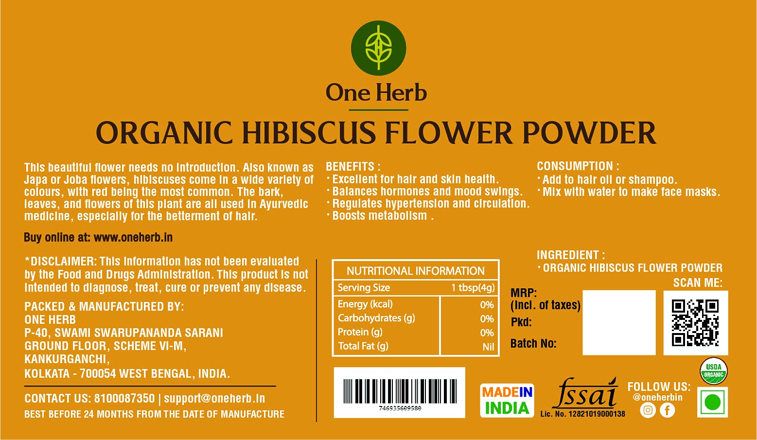 Organic Hibiscus Powder 100g - Natural Skin Care, Hair Treatment & Healthy Drink | Helps Reduce Blood Sugar Levels | Perfect for Smoothies, Teas & DIY Beauty Recipes