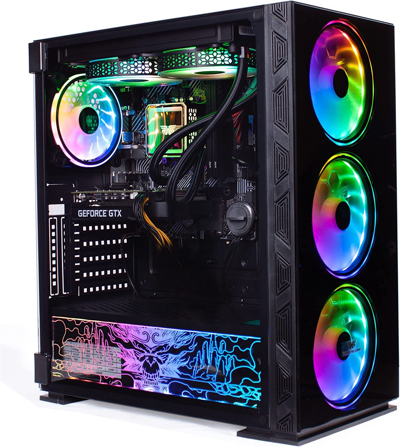 Veno Scorp Gaming PC - Intel Core i7-6700 3.9GHz, 16GB RAM, GT 730 2GB GPU, 256GB M.2 SSD + 1TB HDD, 500W 80+ PSU, NEONZILLA 4x ARGB Fans, 240MM Liquid Cooling, WiFi, Windows 11 - Perfect for Esports, Streaming & High-Performance Gaming