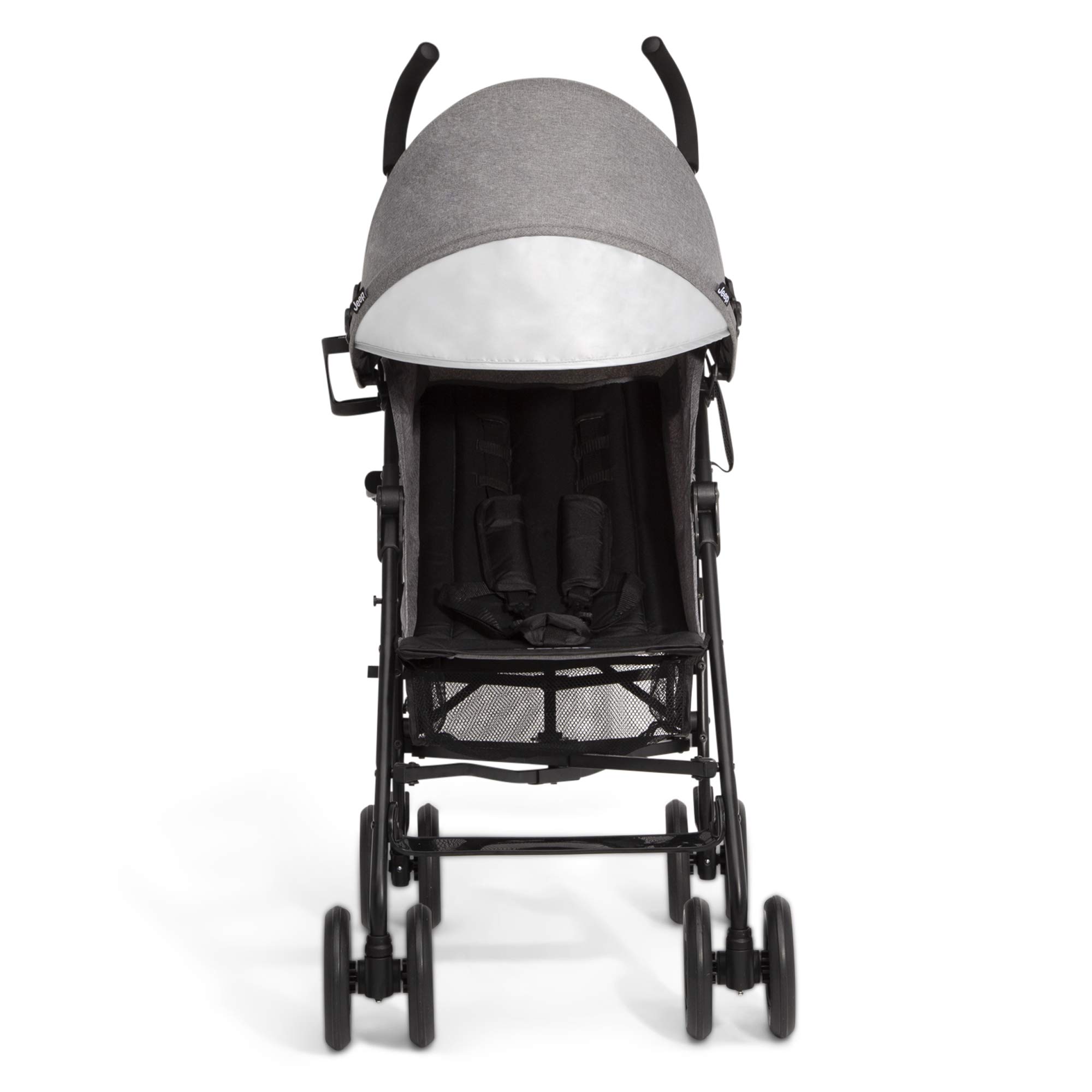 Delta Children Jeep PowerGlyde Plus Lightweight Travel Stroller - Smooth Ride, Aluminum Frame, 4-Position Recline, Extra Large Storage Basket, Grey | Perfect for City Walks, Shopping & Air Travel with Baby