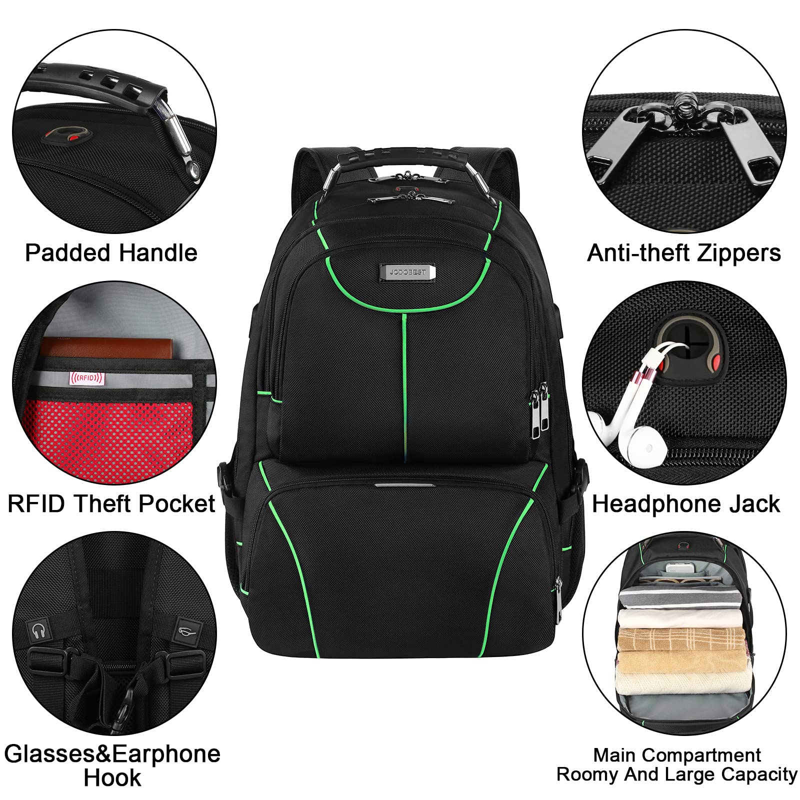 VECKUSON 15.6 Inch Laptop Backpack for Men & Women - Waterproof Anti-Theft USB Charging Port TSA Approved Travel Backpack - Durable Polyester Nylon Business School College Commuter Backpack - Perfect for Work, Travel & Daily Use
