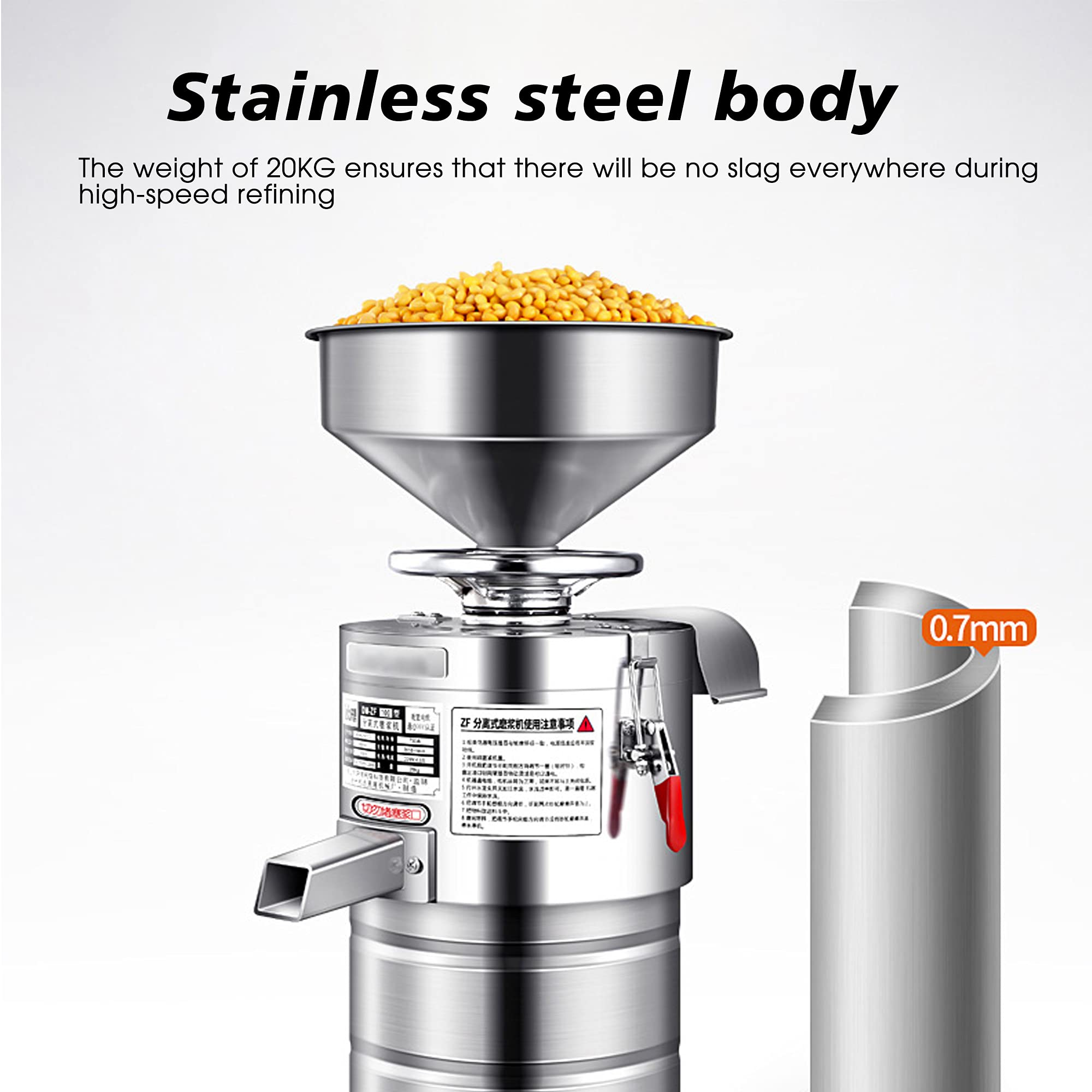 Commercial 1100W Automatic Soy Milk Maker Machine - Stainless Steel Multi-Functional Nut & Coffee Bean Grinder for Milk Drinks (60KG/H) - Perfect for Cafes, Restaurants & Home Kitchens