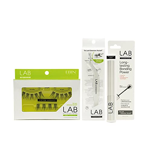EBIN NEW YORK DIY Individual Lash Extension Kit - 12mm Natural Look False Eyelashes with Bond & Wand for Easy Self Application | Perfect for Weddings, Parties & Everyday Glam