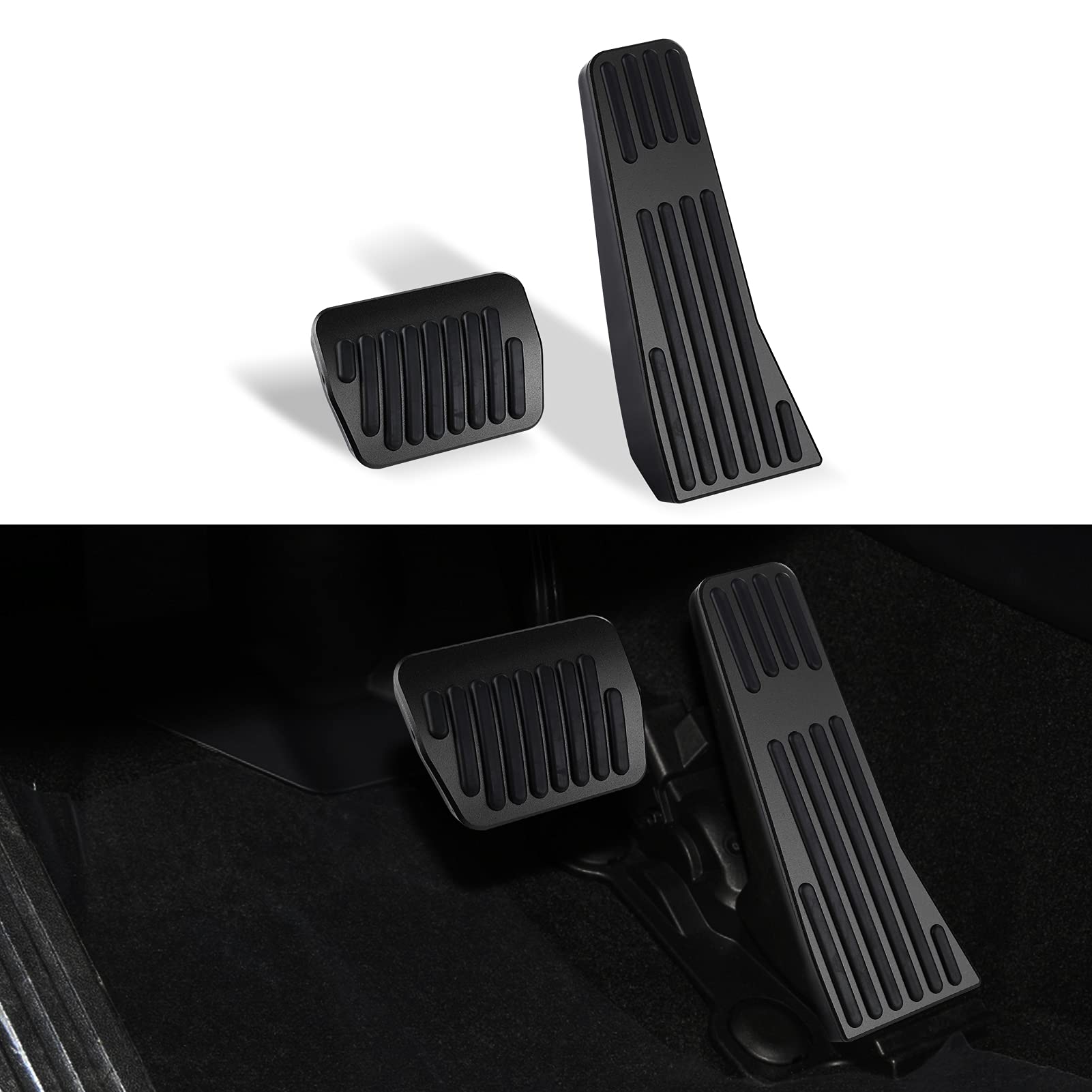 ANFOKAS Aluminum Pedal Covers for Mazda 3 & CX-30 (2020-2023) - Black Brake/Gas/Accelerator Pedal Pads - Premium Car Interior Accessories for Enhanced Driving Comfort & Style
