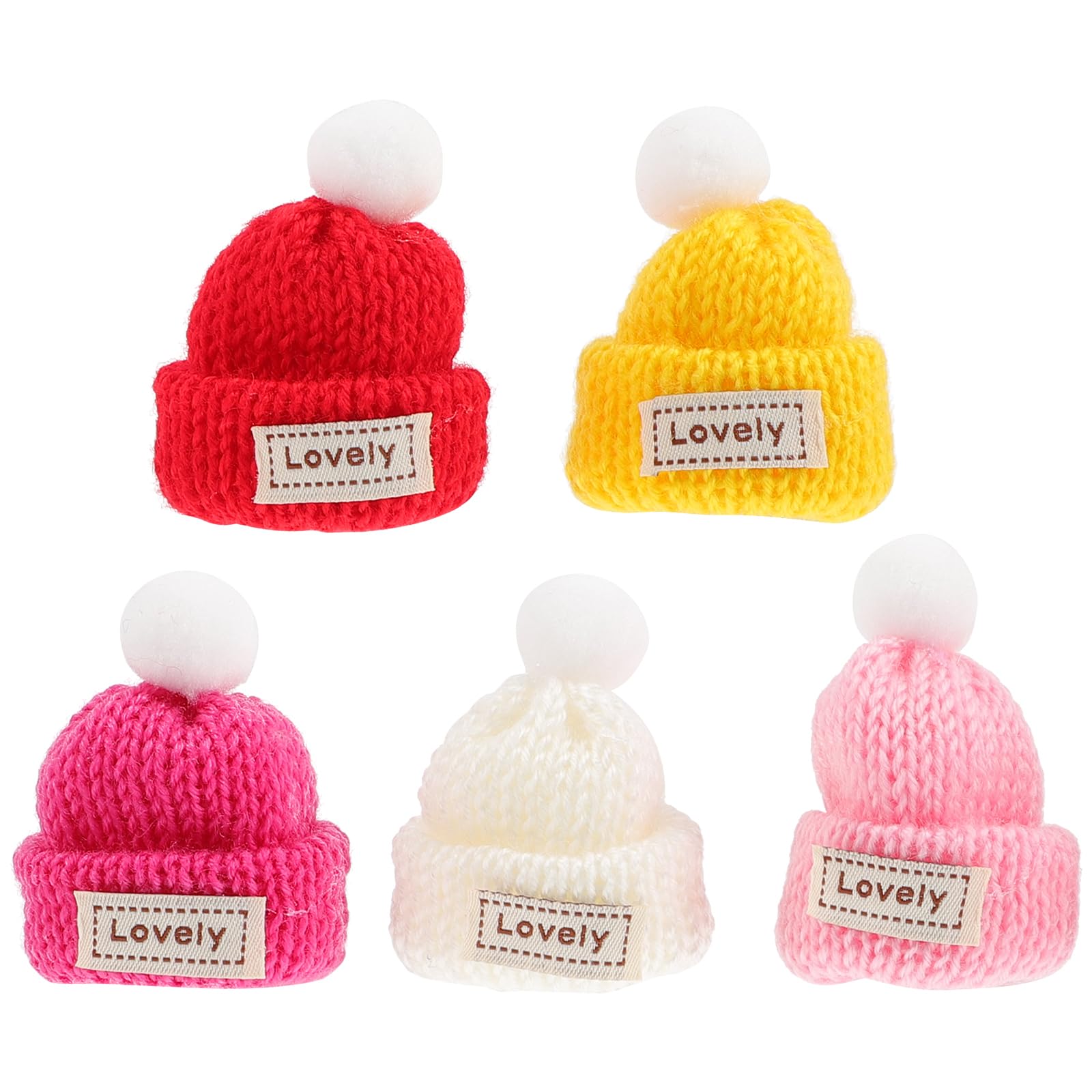 Gadpiparty 5pcs Mini Knitting Hats - Tiny Woolen Doll Hats, Christmas Santa Hats & Wine Bottle Toppers for DIY Crafts, Jewelry Making, Holiday Decorations - Perfect for Dollhouses, Gift Wrapping & Party Favors
