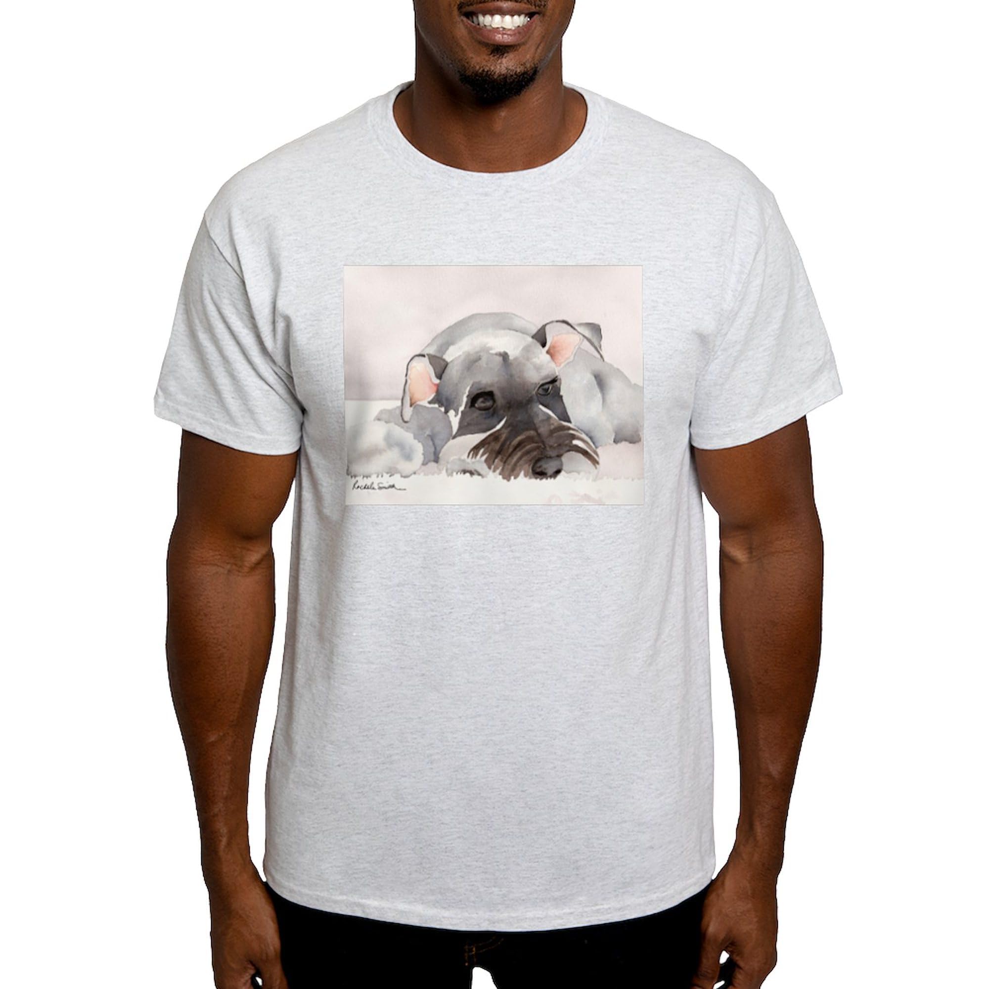 Miniature Schnauzer Graphic Light T-Shirt for Men - 100% Cotton Classic Fit Casual Tee - Perfect for Dog Lovers, Pet Owners & Schnauzer Fans