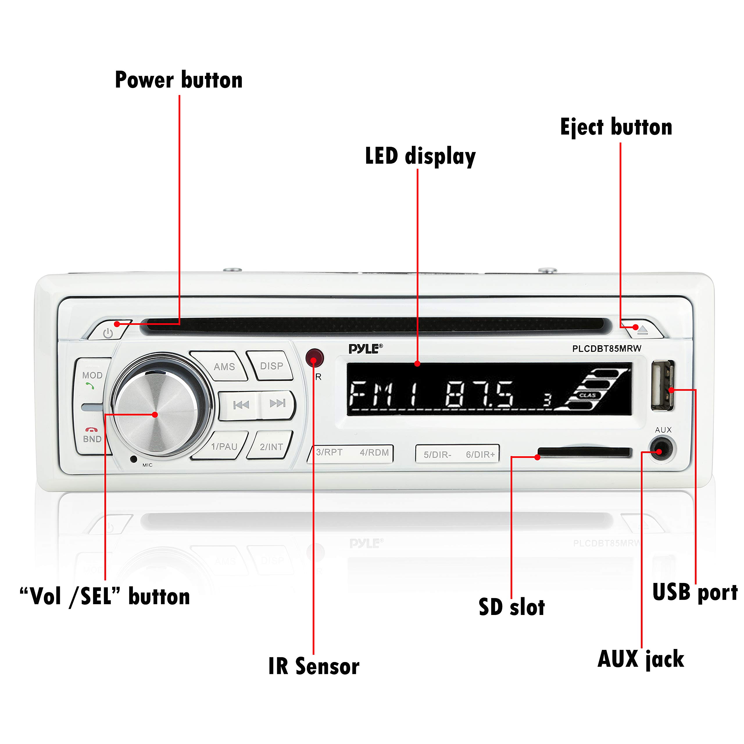 Pyle Marine Stereo Receiver Speaker Kit - Waterproof 6.5