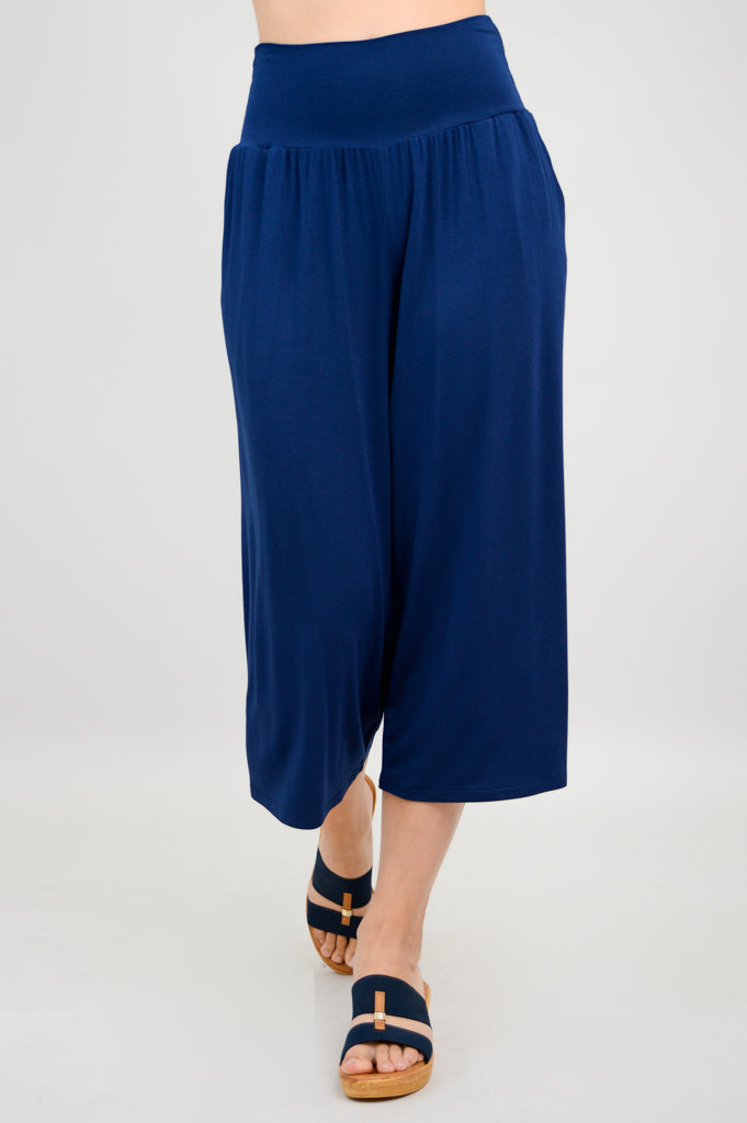 Gaylene Capri Pants - Soft Indigo Bamboo Fabric for Women - Perfect for Yoga, Lounge & Casual Wear