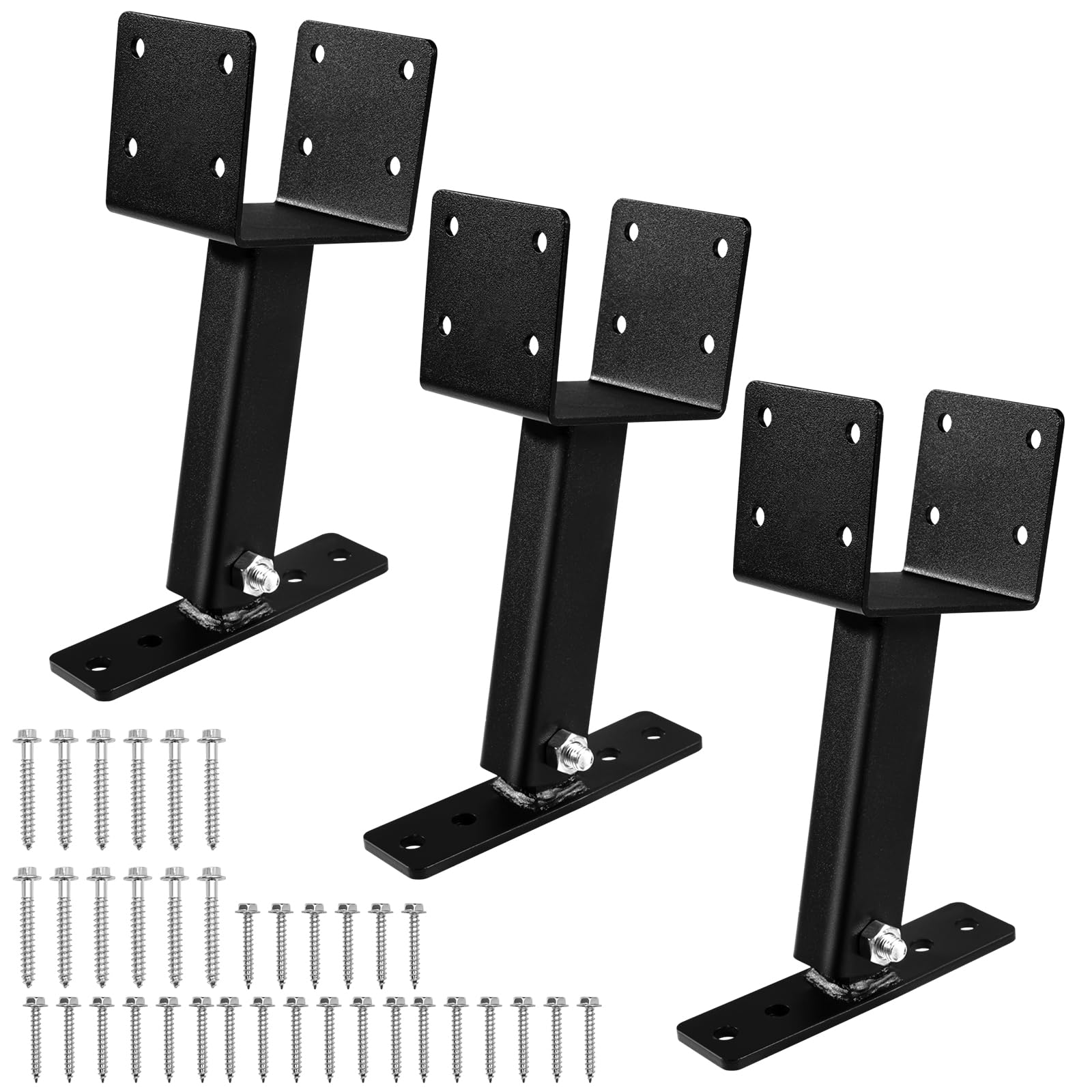 3 Pack Heavy Duty Adjustable Pergola Roof Riser Brackets Kit - Fits 4×4 Wood Beams for Patio Covers, Gazebos & Outdoor Structures - Perfect for DIY Backyard Pergola Installation & Wooden Deck Roof Support