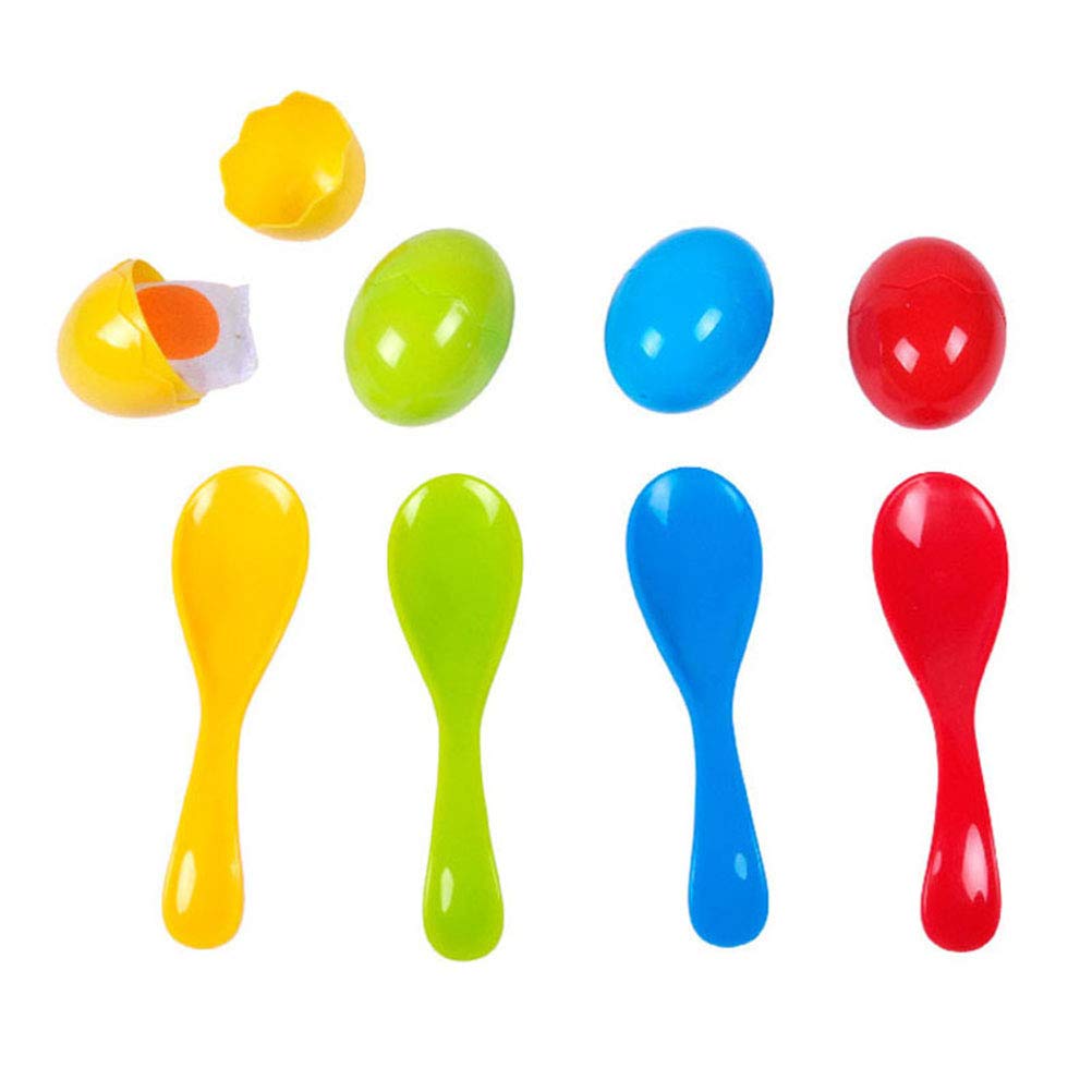 NUOBESTY 8-Piece Kids Balance Toy Set - Educational Stacking Eggs, Spoon & Shell Toys for Indoor/Outdoor Play - Easter Egg Balance Game for Toddlers & Preschoolers - Perfect for Birthday Gifts, Classroom Activities & Motor Skill Development
