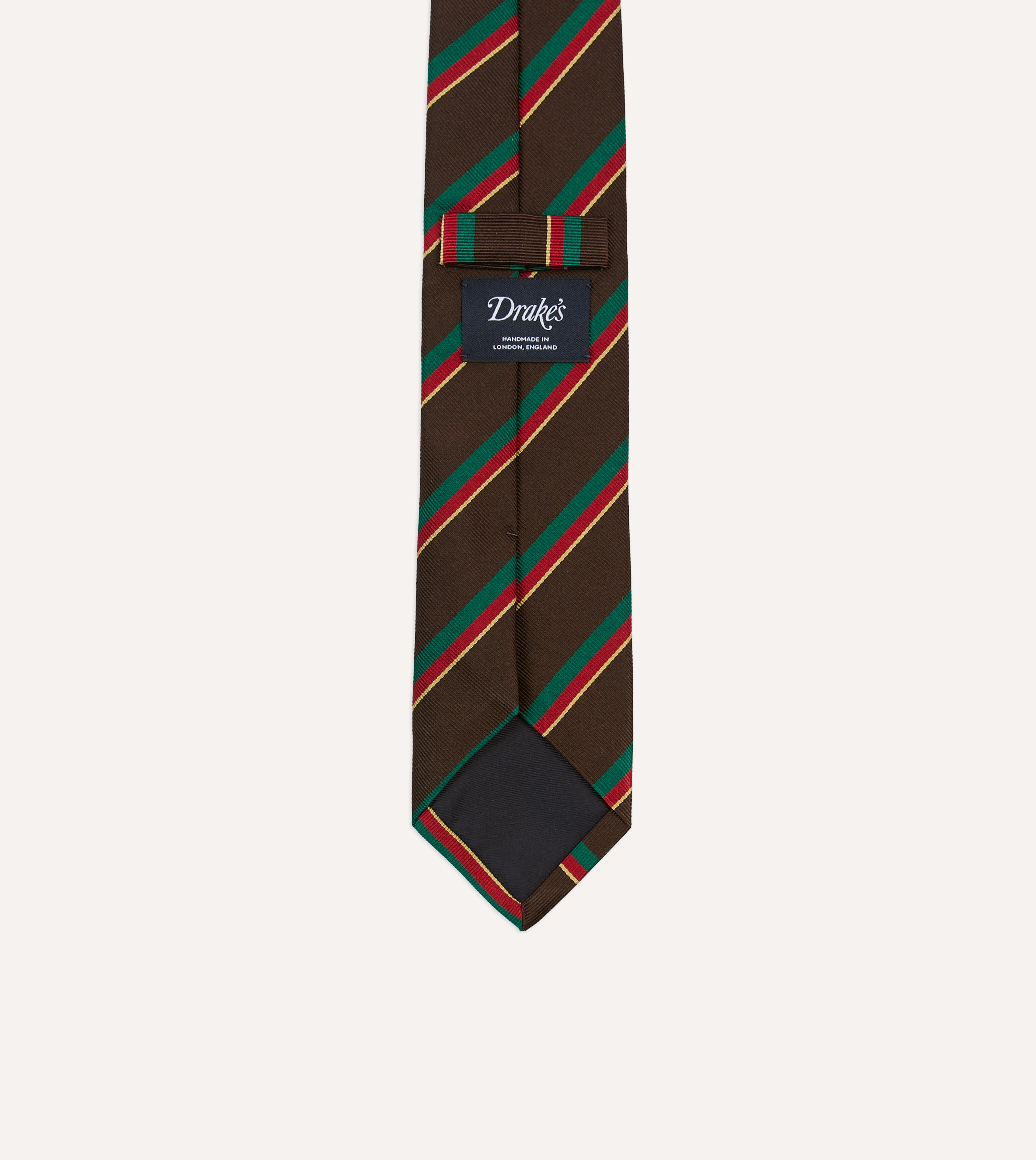 Brown, Green, Red & Yellow Multi-Stripe Repp Silk Tipped Necktie - Premium Men's Formal Tie for Business, Weddings & Special Occasions